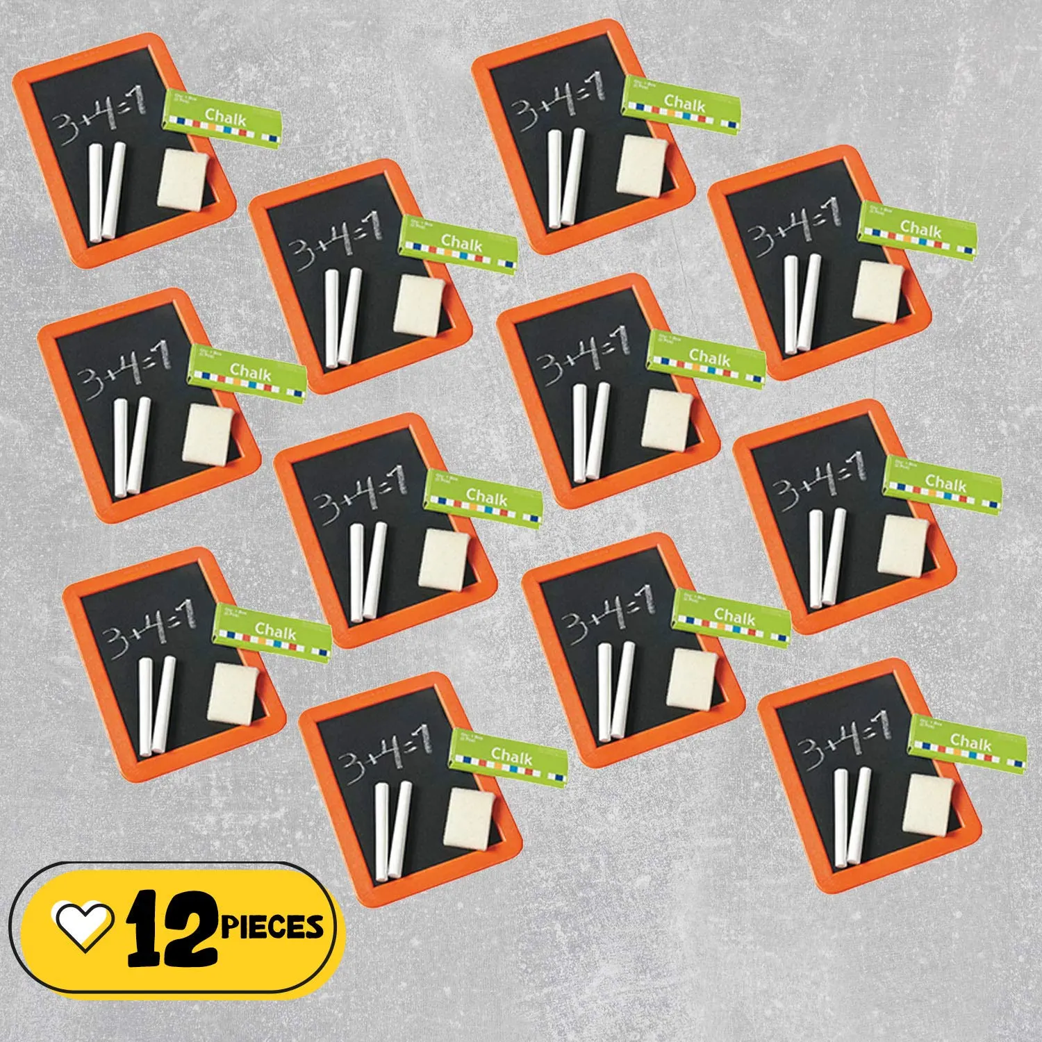 Kicko 7 Inch Blackboard and Chalk Set - 12 Pieces of Mini Drawing and Writing Framed Board