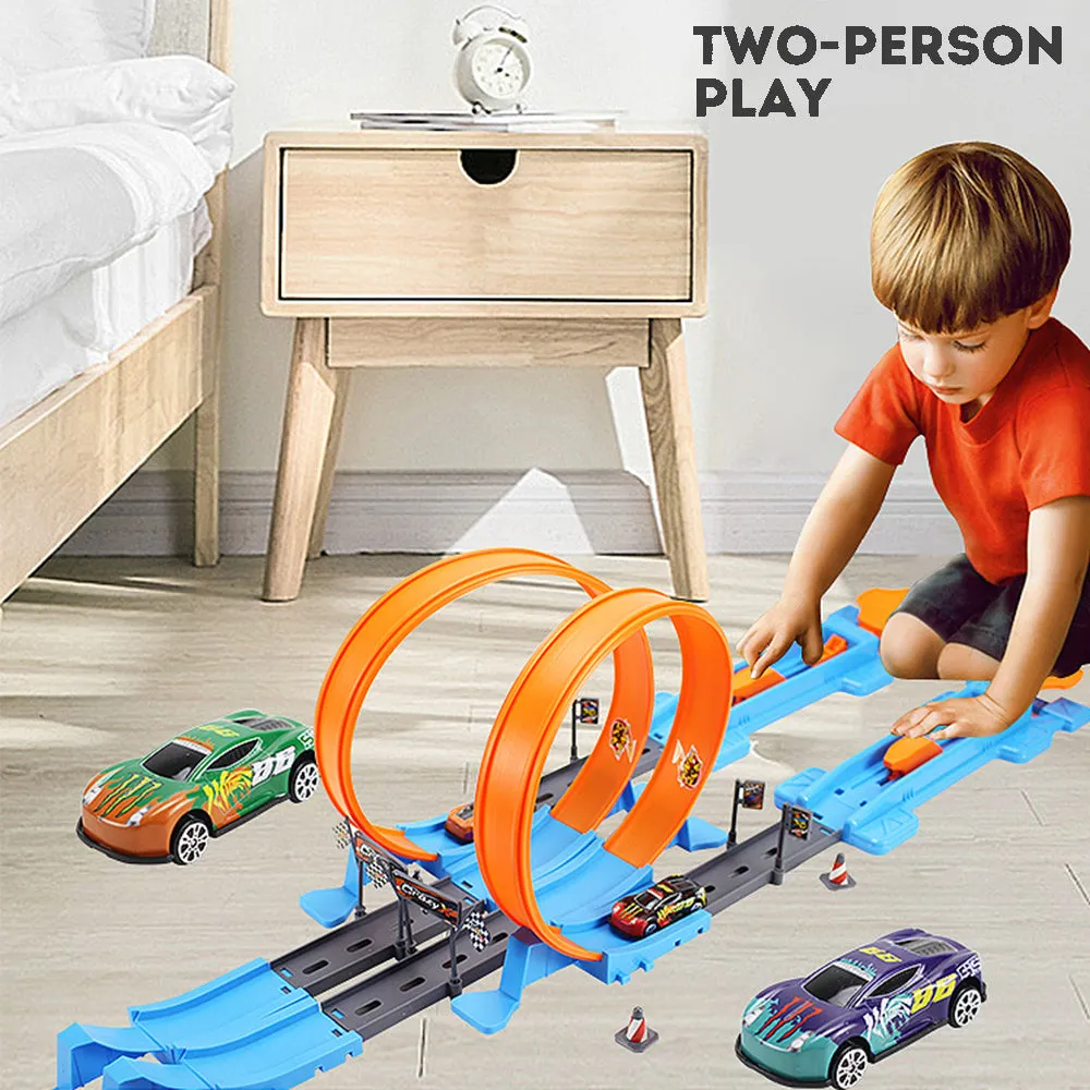 Kid's Track Racing Game Dual Player Competitive Racing Game for Boys ABS Safe Material Boy's Birthday Gift