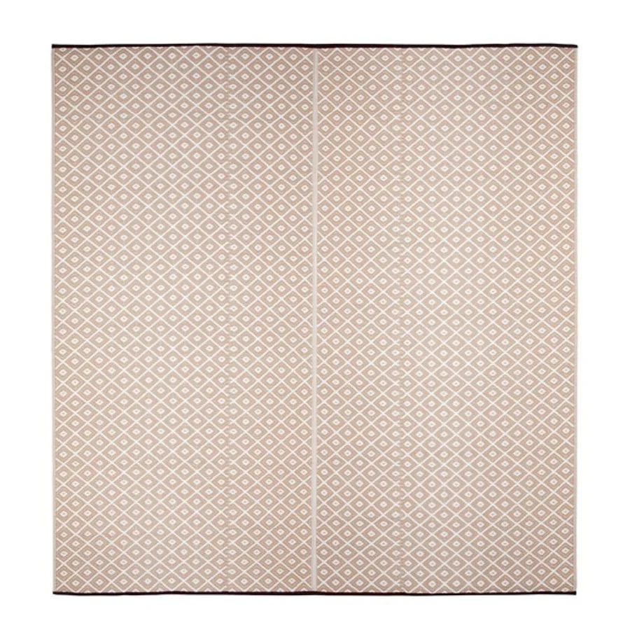 Kimberley Beige & White Square Diamond Pattern Foldable Waterproof Large Camping Mat - 270x270 CM