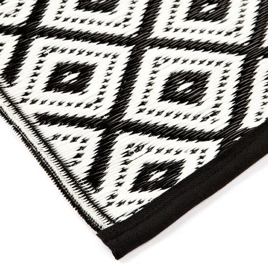 Kimberley Black & White Rectangular Diamond Pattern Foldable Waterproof XL Camping Mat - 270x360 CM