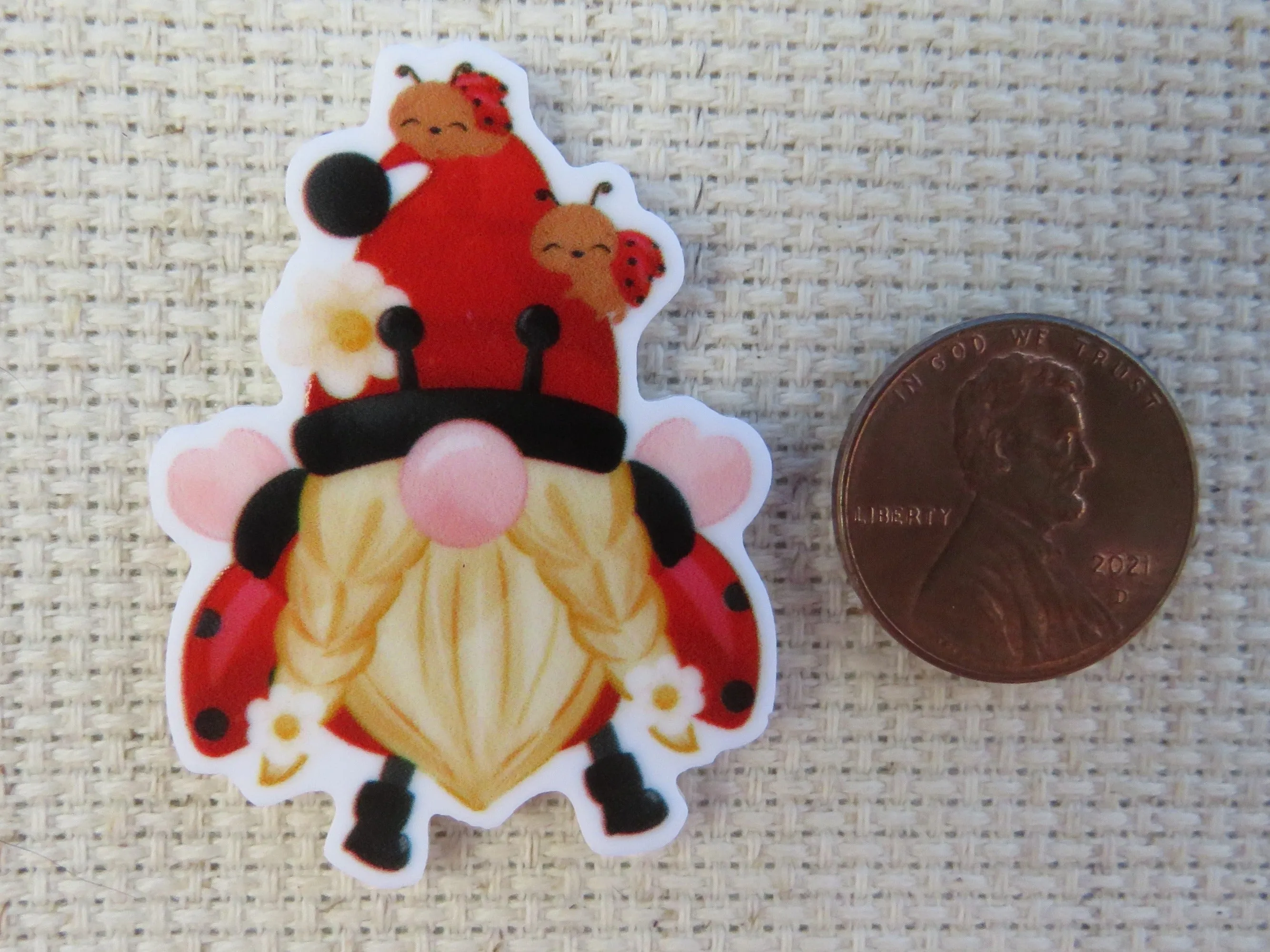 Lady Bug Gnome Needle Minder, Cover Minder, Magnet