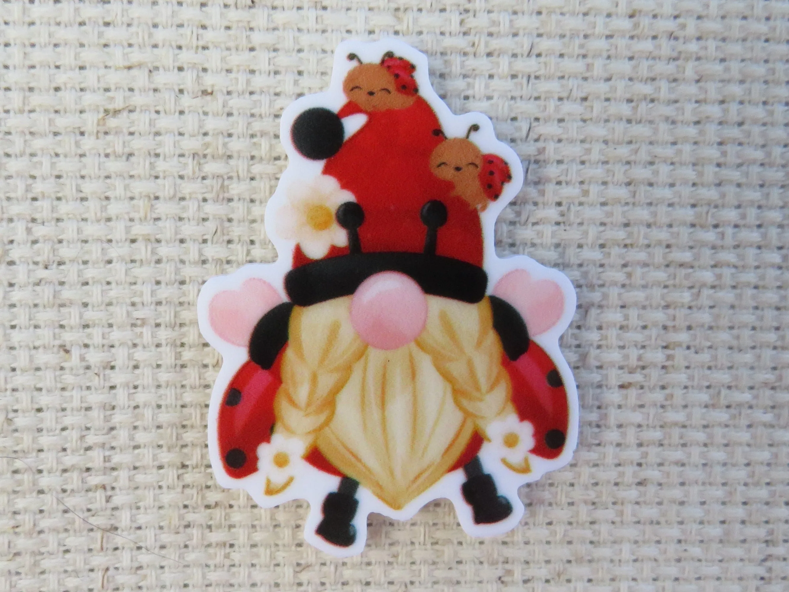 Lady Bug Gnome Needle Minder, Cover Minder, Magnet