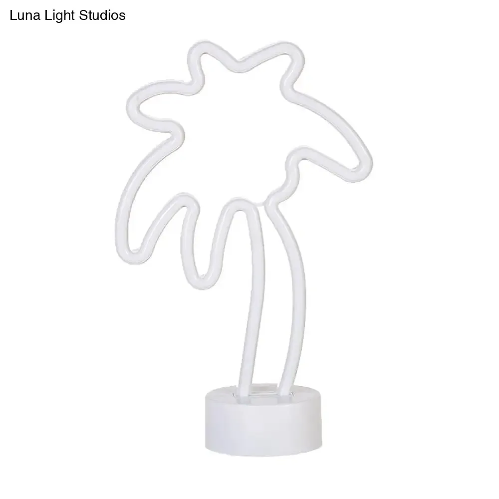 LED Coconut Tree Table Lamp with Simplistic White Night Lighting for Kids Room