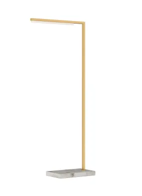 LED Floor Lamp from the Klee Collection in Natural Brass/White Marble Finish by Visual Comfort Modern