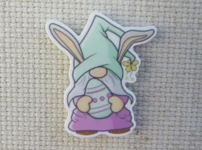 Light Blue and Purple Easter Gnome with a Decorated Egg Needle Minder, Cover Minder, Magnet