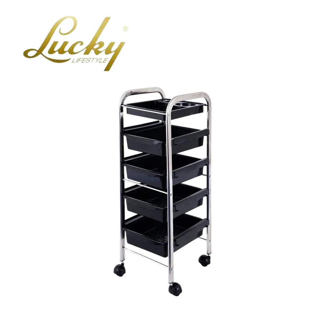 Lucky LifeStyle 5 TRAY CHROME SALON TROLLY