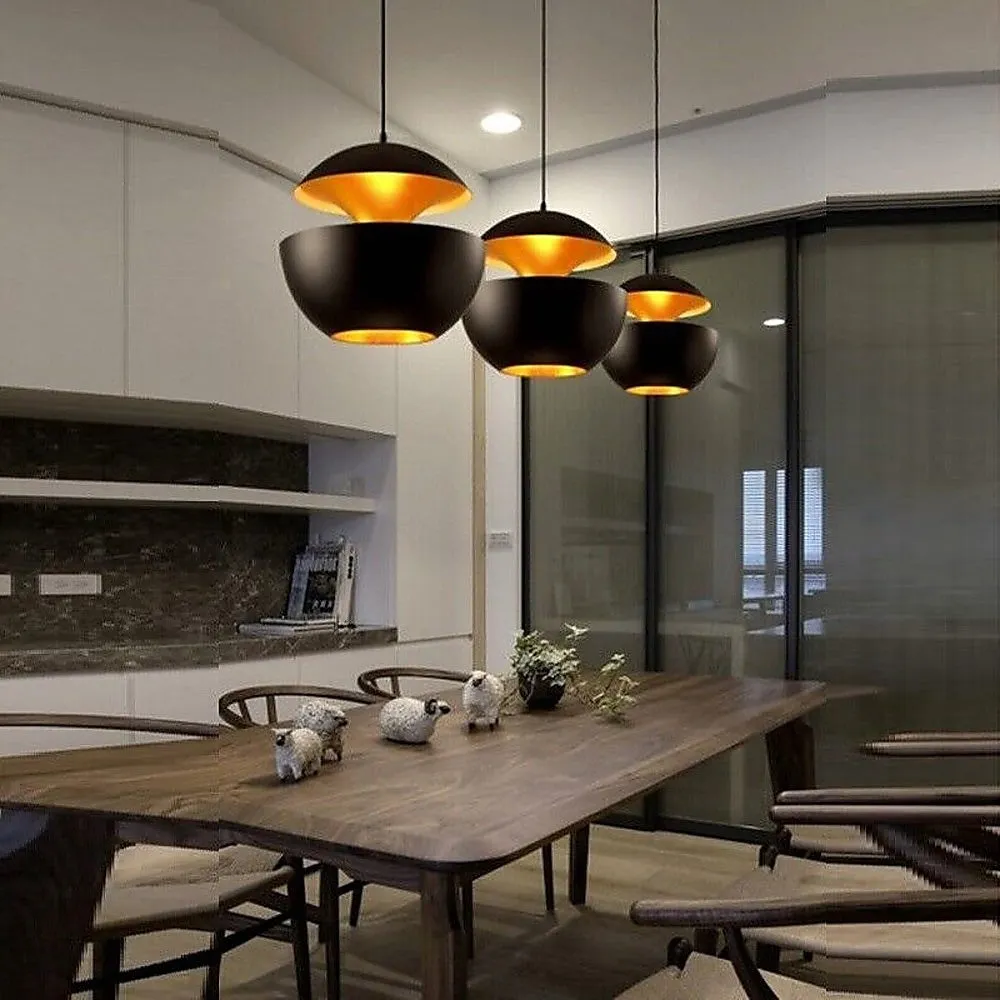 Matte Black LED Pendant Lamp, 25cm, Modern Chandelier Light