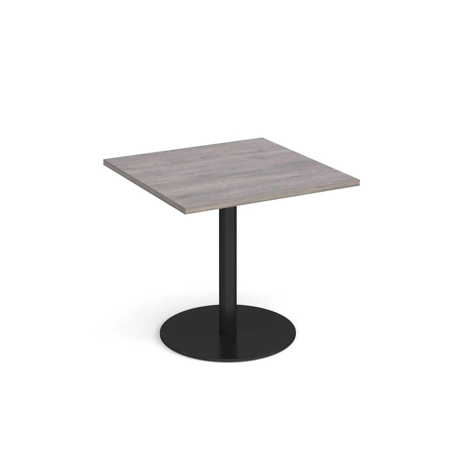 Monza square dining table with flat round base