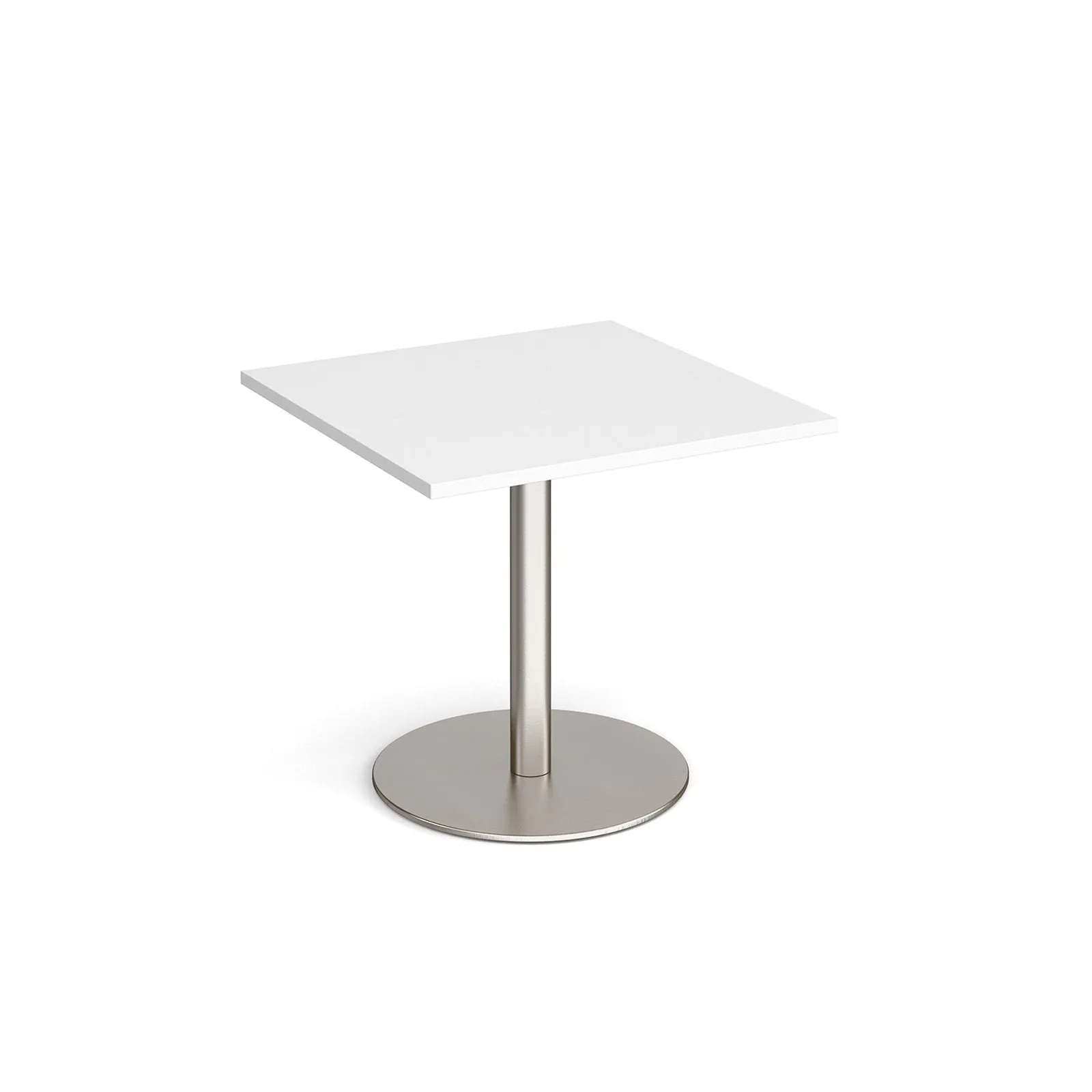 Monza square dining table with flat round base