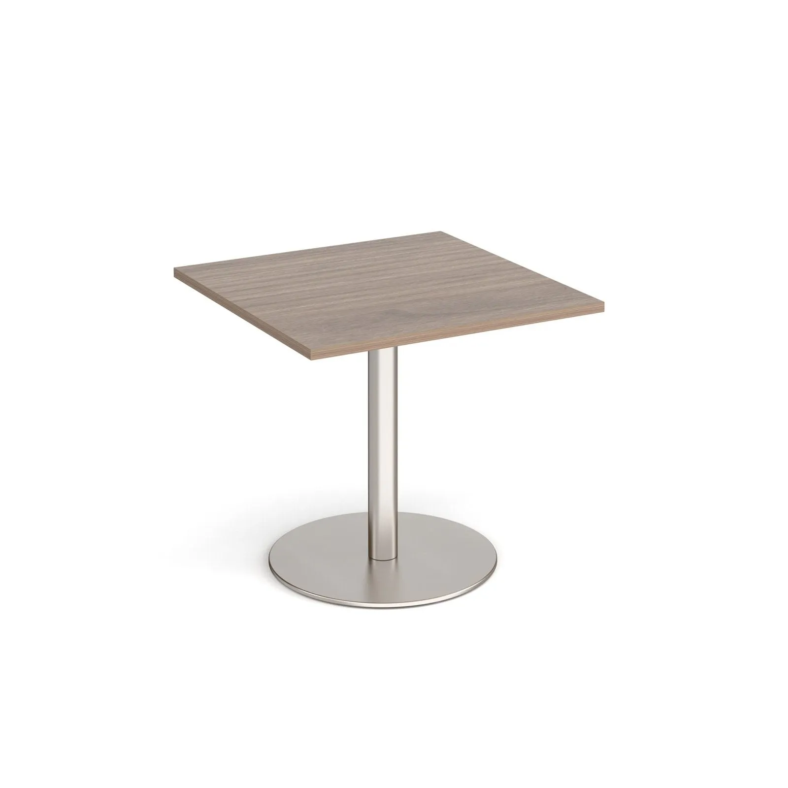 Monza square dining table with flat round base