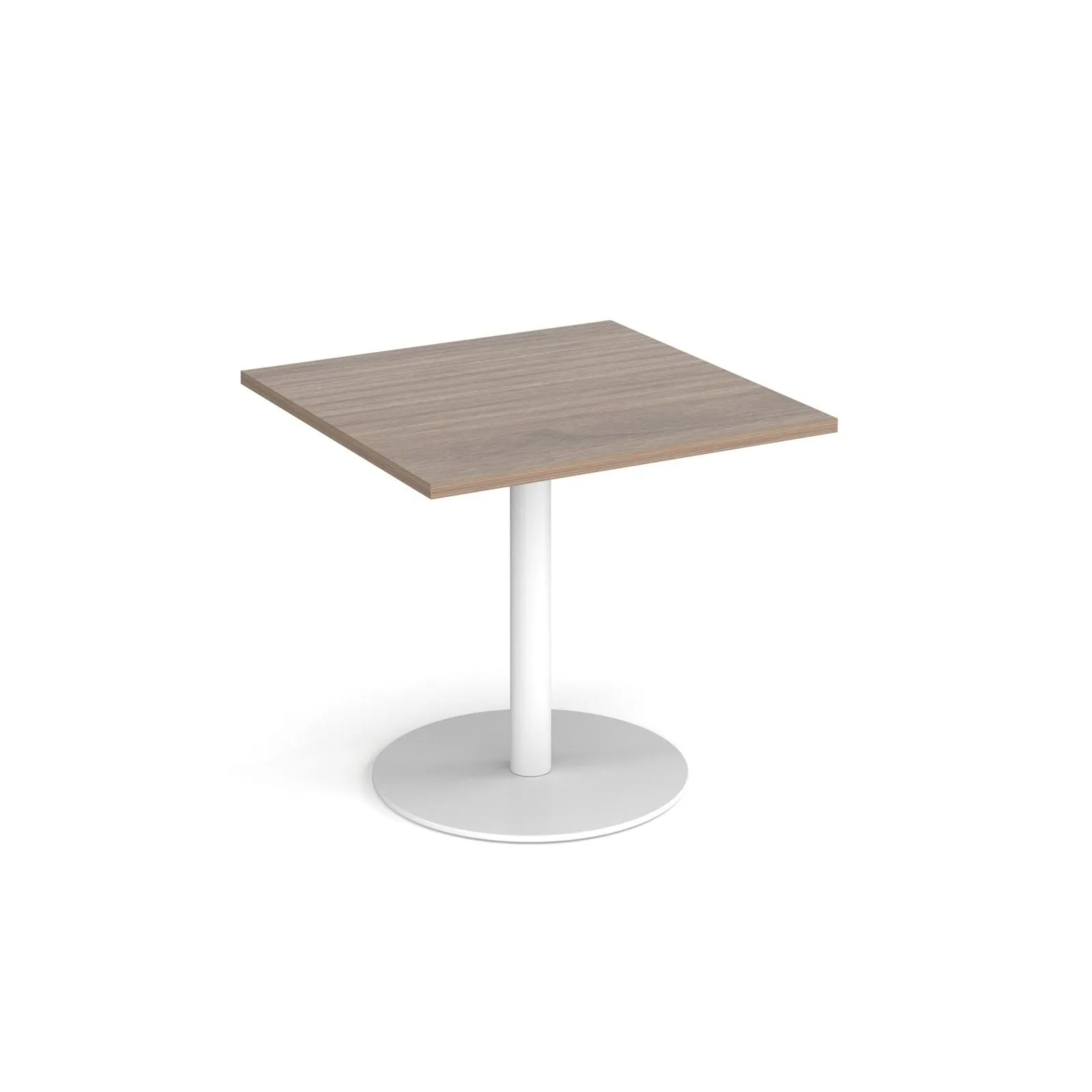 Monza square dining table with flat round base