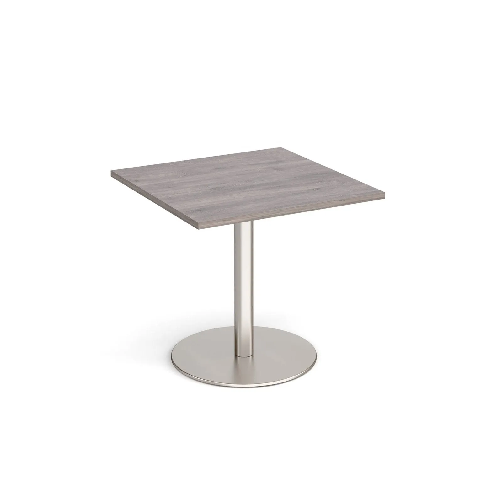 Monza square dining table with flat round base