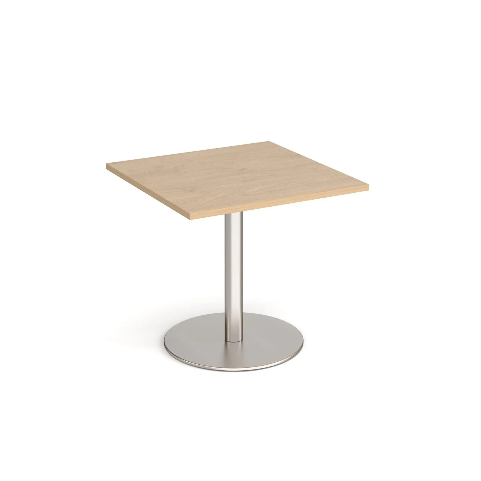 Monza square dining table with flat round base