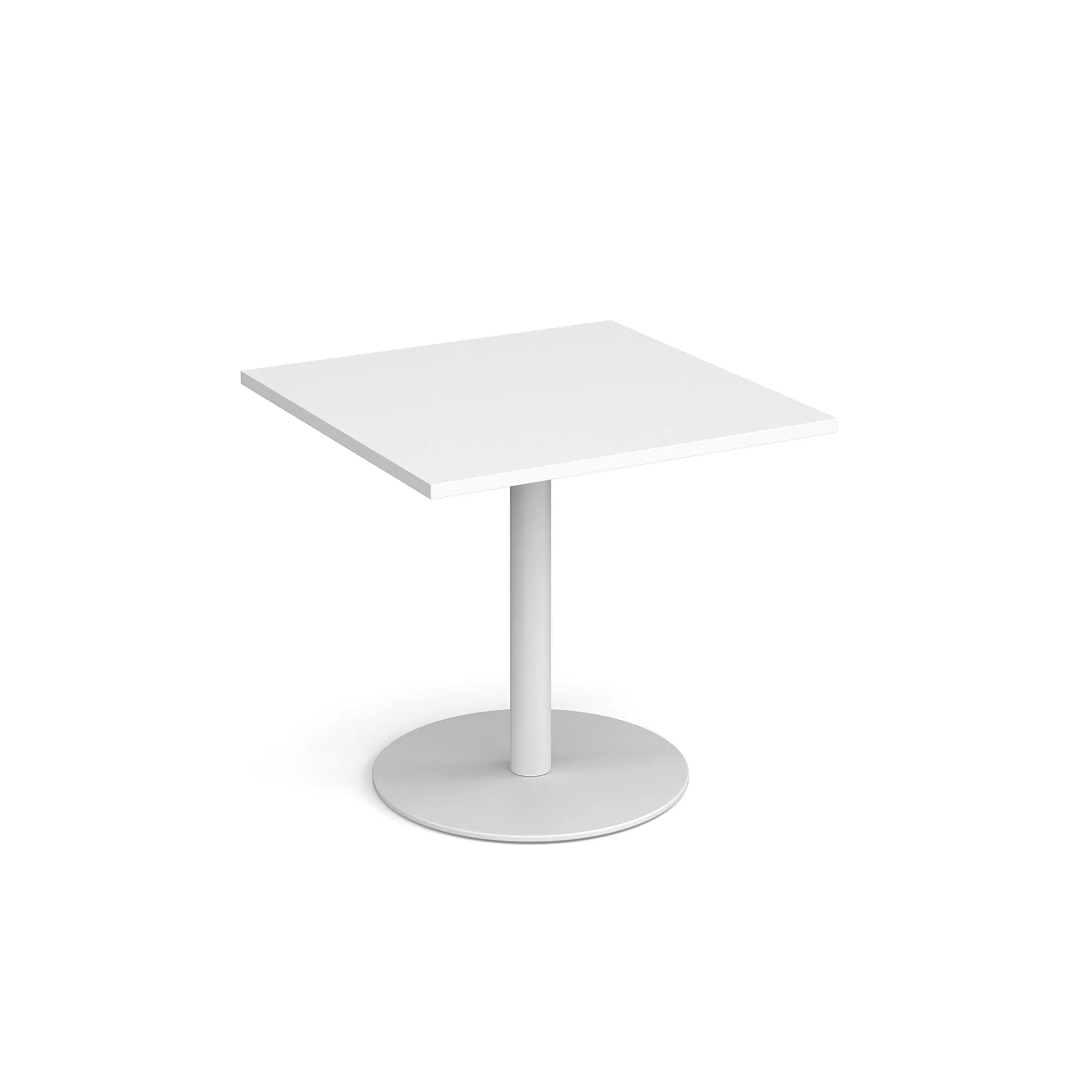 Monza square dining table with flat round base