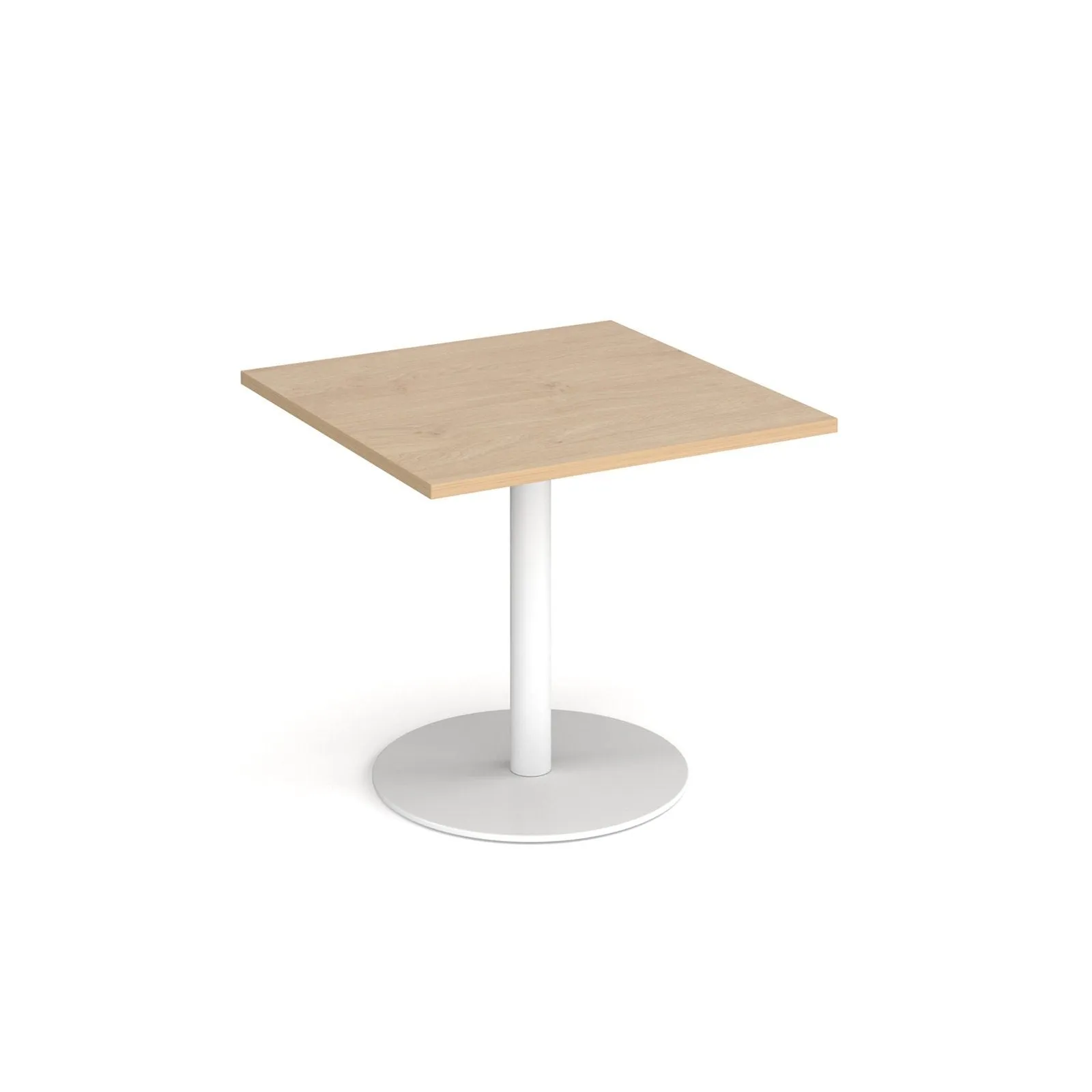 Monza square dining table with flat round base