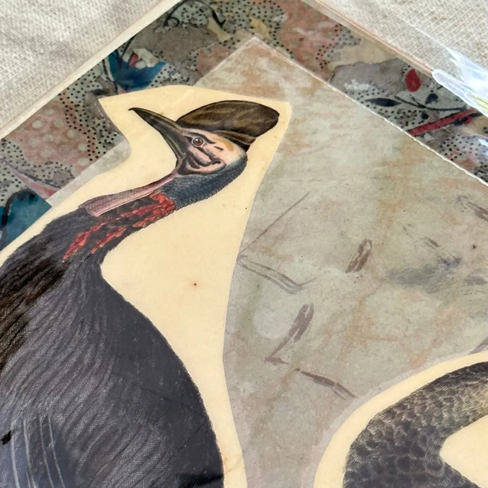 One of a Kind Collaged Bird Table Mat (#603)