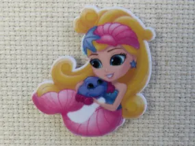 Pink Mermaid with a Crab Friend Needle Minder, Cover Minder, Magnet