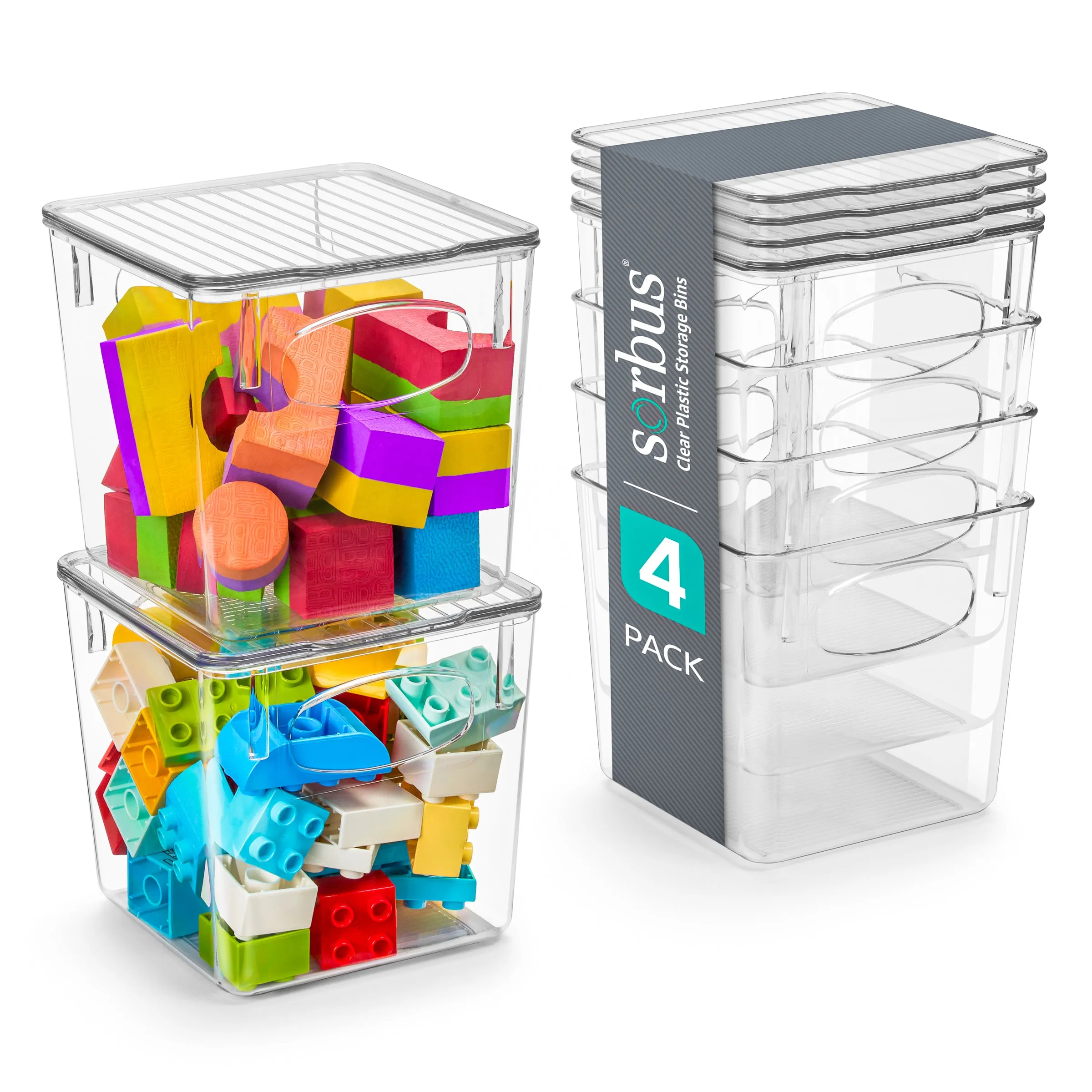 Plastic Bins with Lids Set (Small)