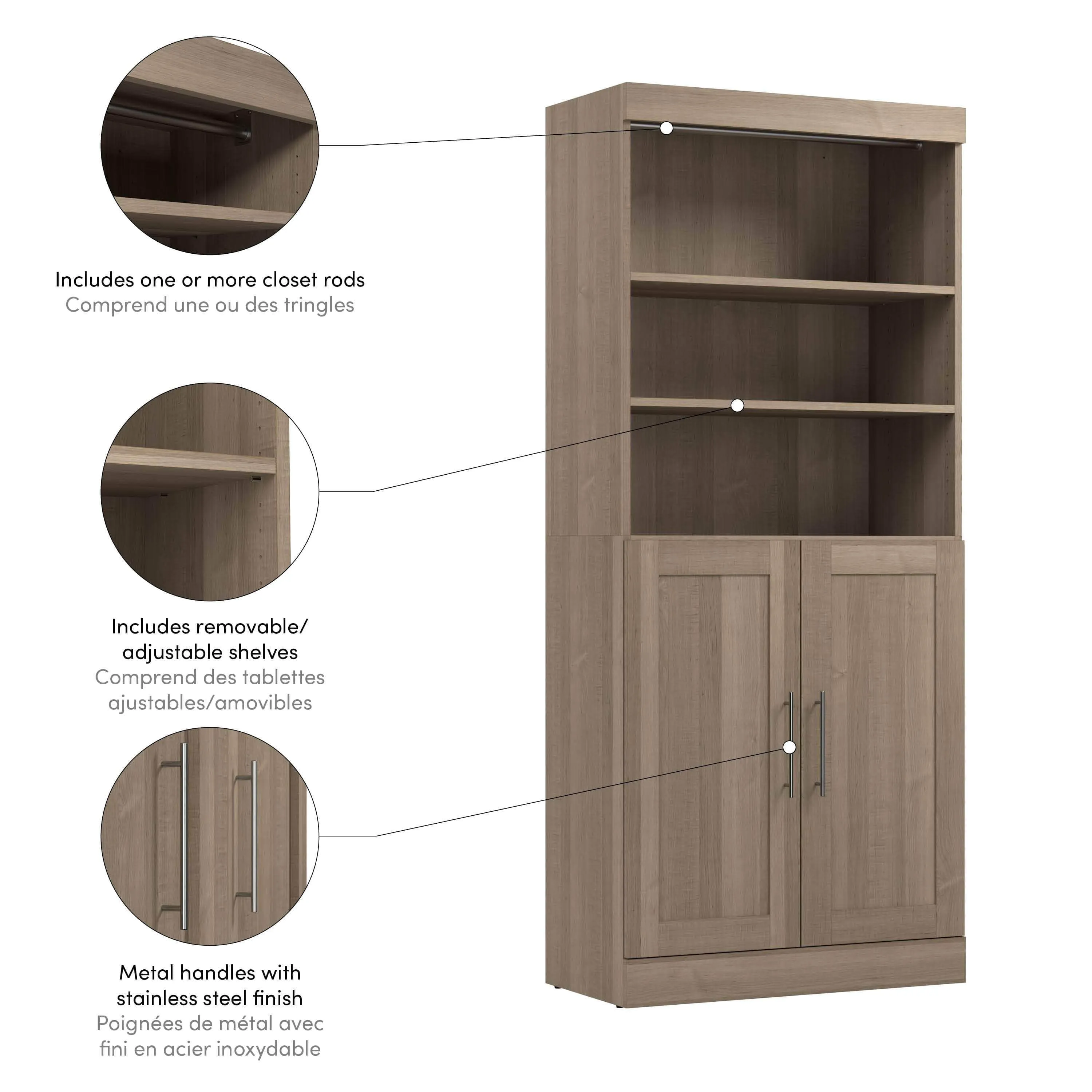 Pur 36W Closet Organizer with Doors - Available in 5 Colours