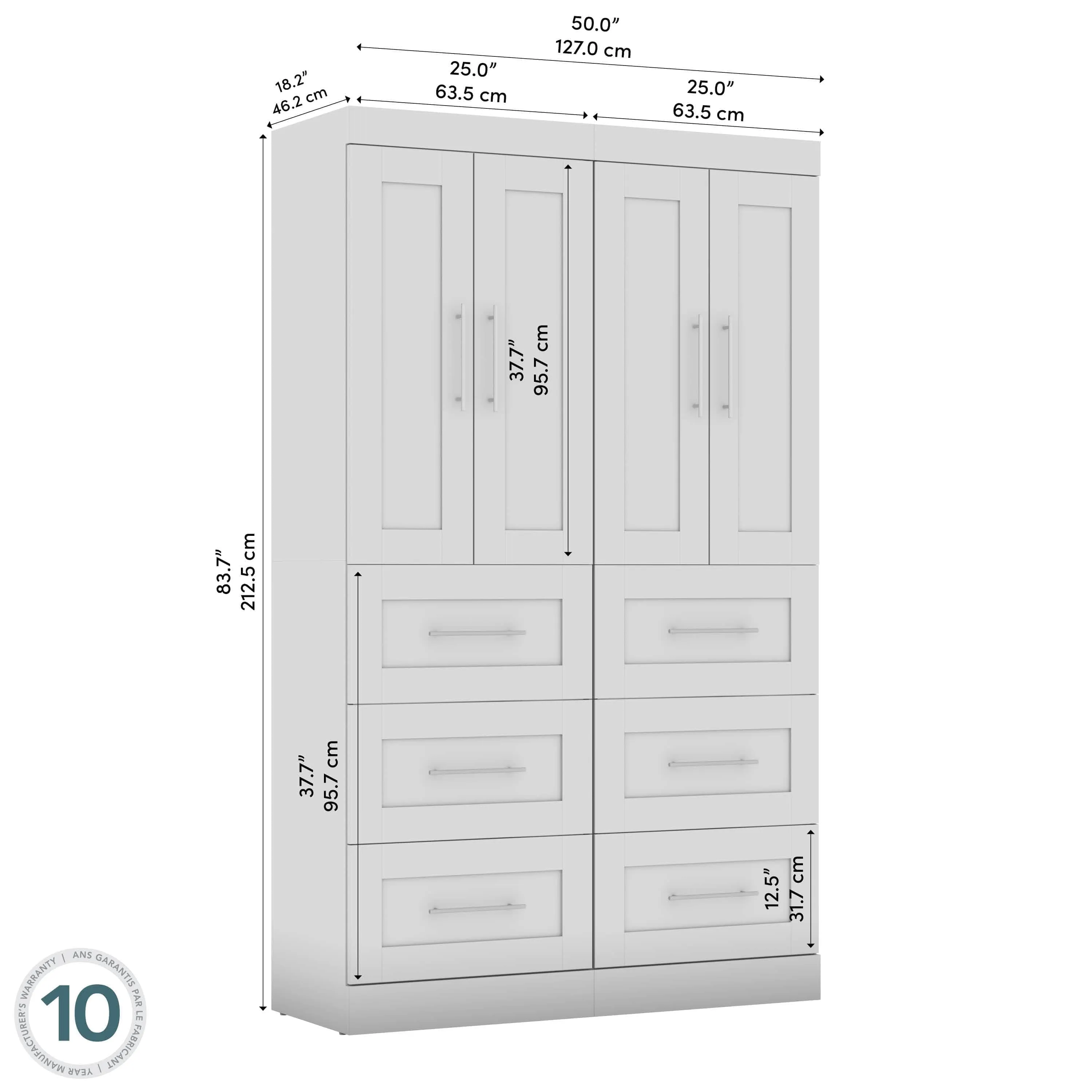 Pur 50W Closet Organization System with Drawers - Available in 7 Colours