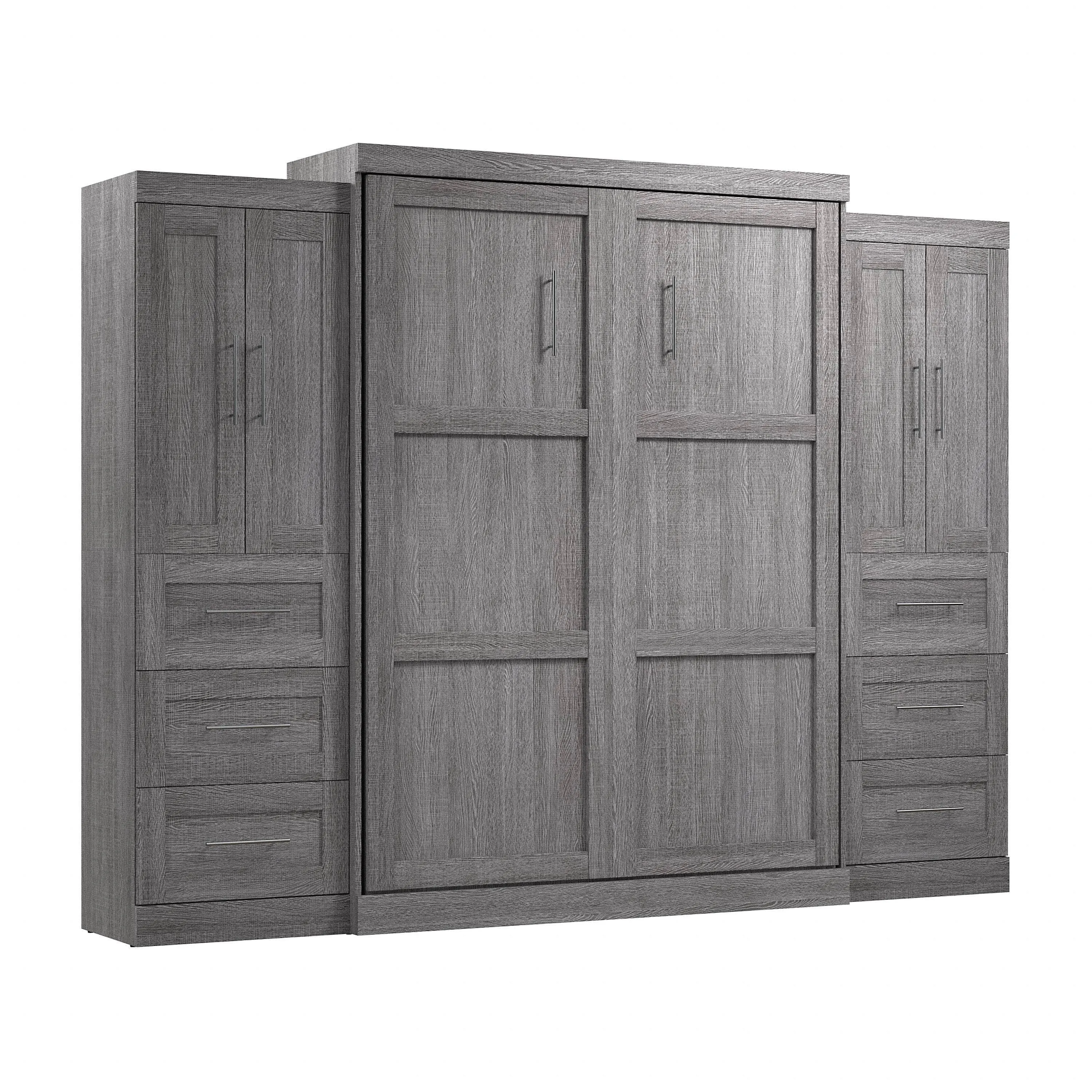 Pur Queen Murphy Wall Bed with Closet Storage Cabinets (115W) - Available in 7 Colours