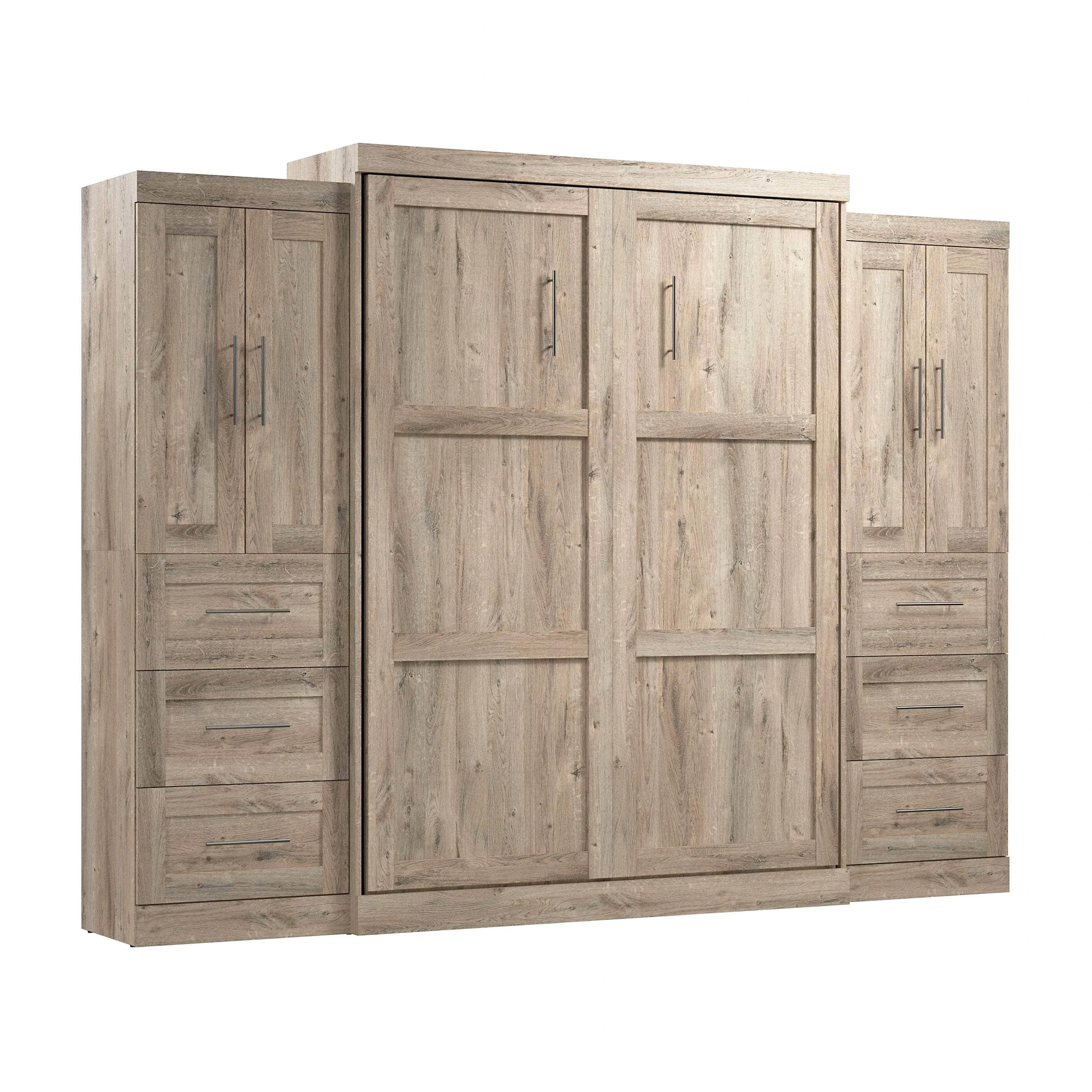 Pur Queen Murphy Wall Bed with Closet Storage Cabinets (115W) - Available in 7 Colours