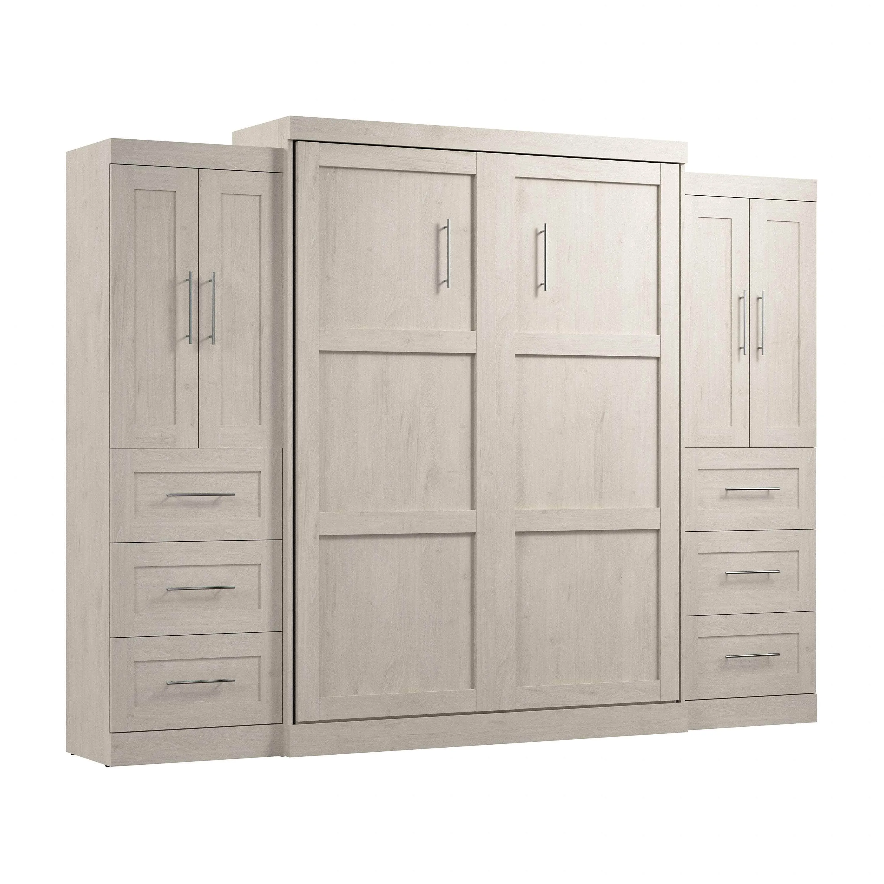 Pur Queen Murphy Wall Bed with Closet Storage Cabinets (115W) - Available in 7 Colours