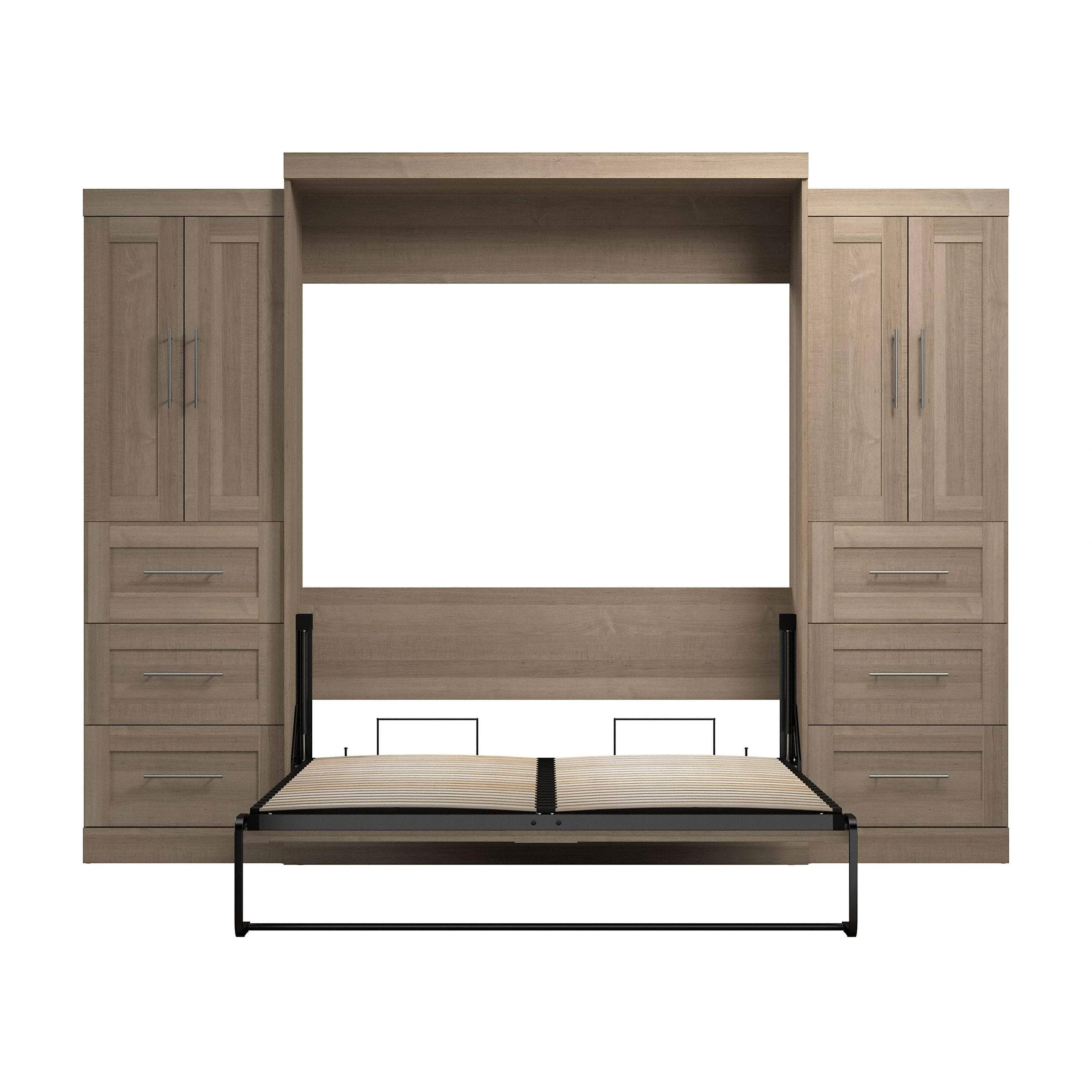 Pur Queen Murphy Wall Bed with Closet Storage Cabinets (115W) - Available in 7 Colours