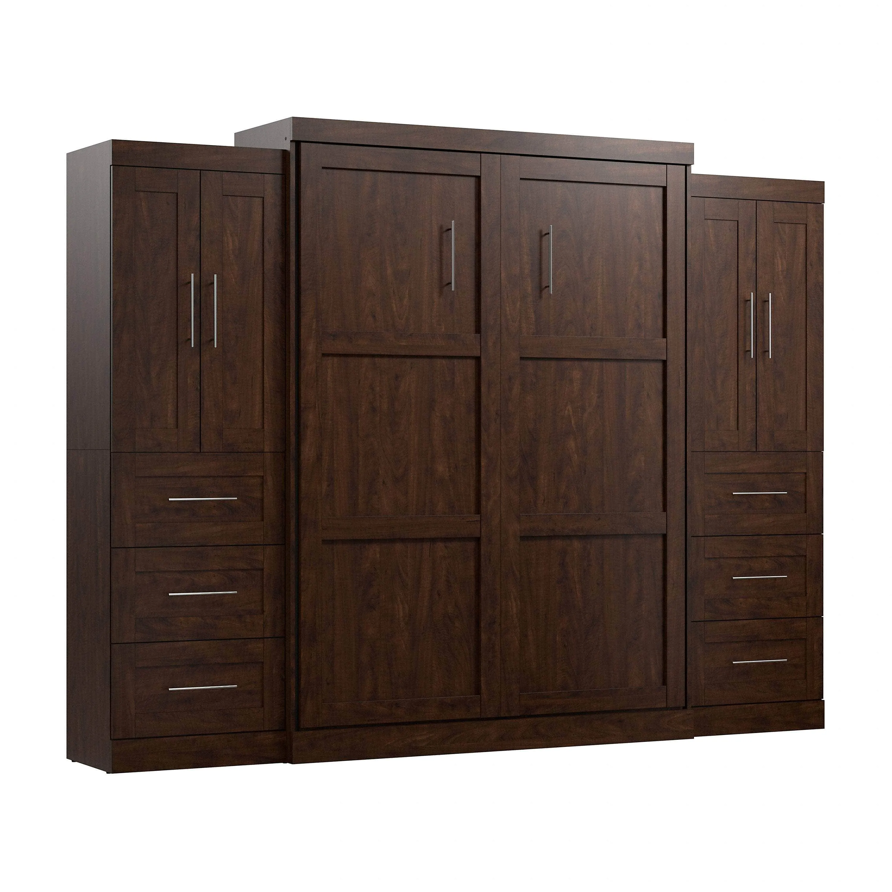 Pur Queen Murphy Wall Bed with Closet Storage Cabinets (115W) - Available in 7 Colours