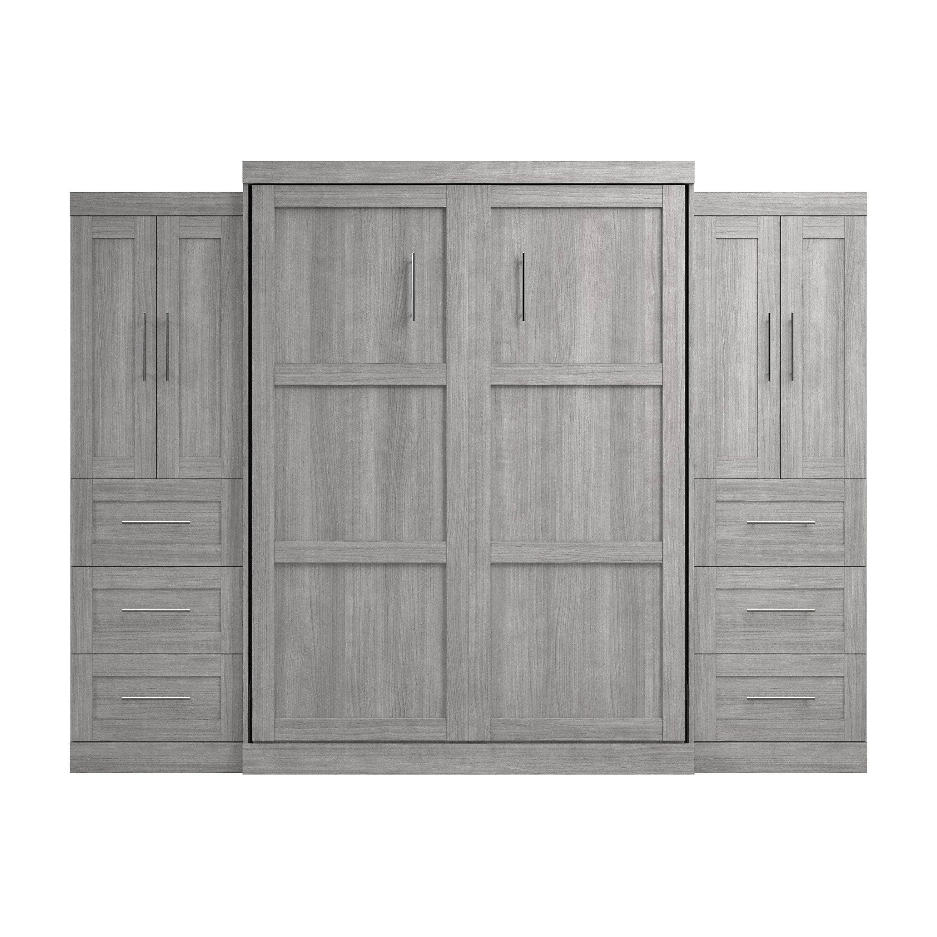 Pur Queen Murphy Wall Bed with Closet Storage Cabinets (115W) - Available in 7 Colours