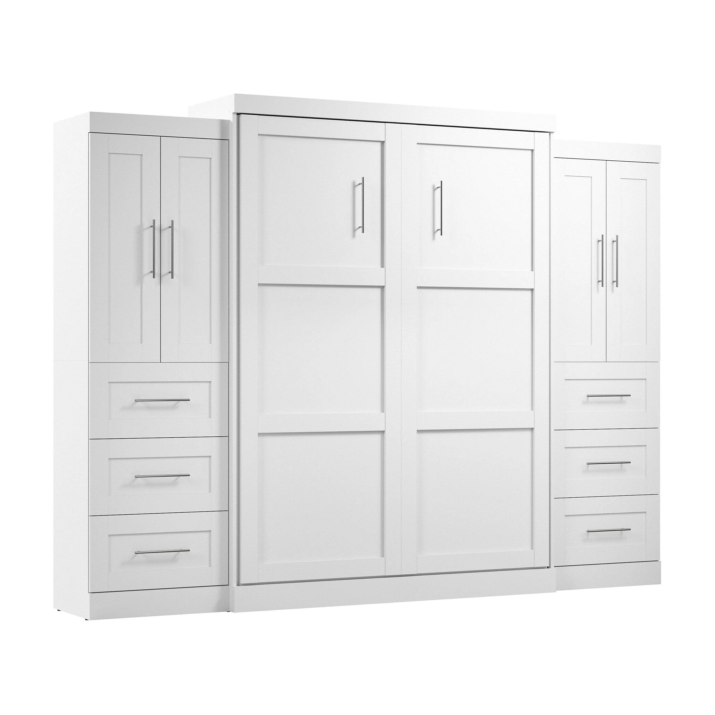 Pur Queen Murphy Wall Bed with Closet Storage Cabinets (115W) - Available in 7 Colours