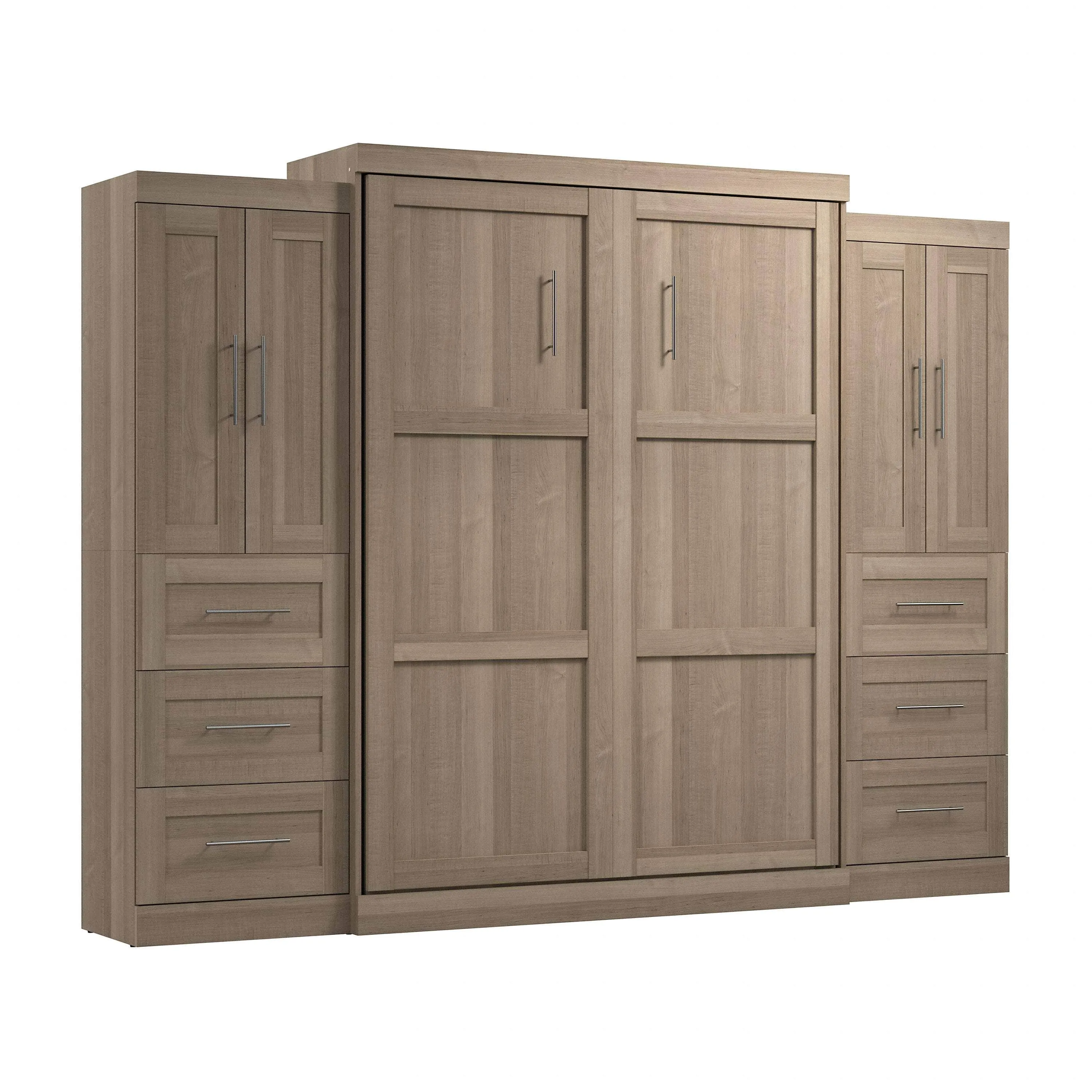 Pur Queen Murphy Wall Bed with Closet Storage Cabinets (115W) - Available in 7 Colours