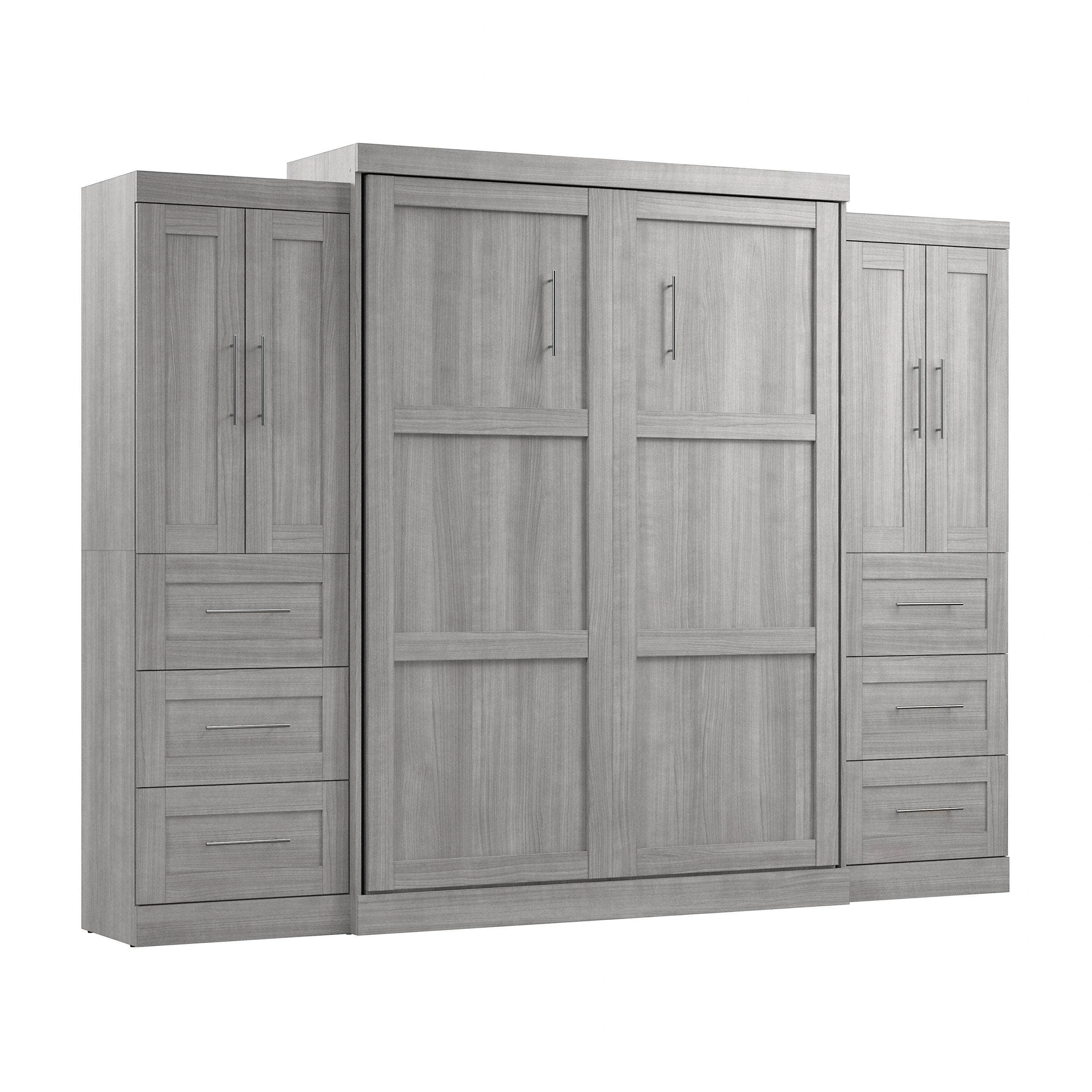 Pur Queen Murphy Wall Bed with Closet Storage Cabinets (115W) - Available in 7 Colours