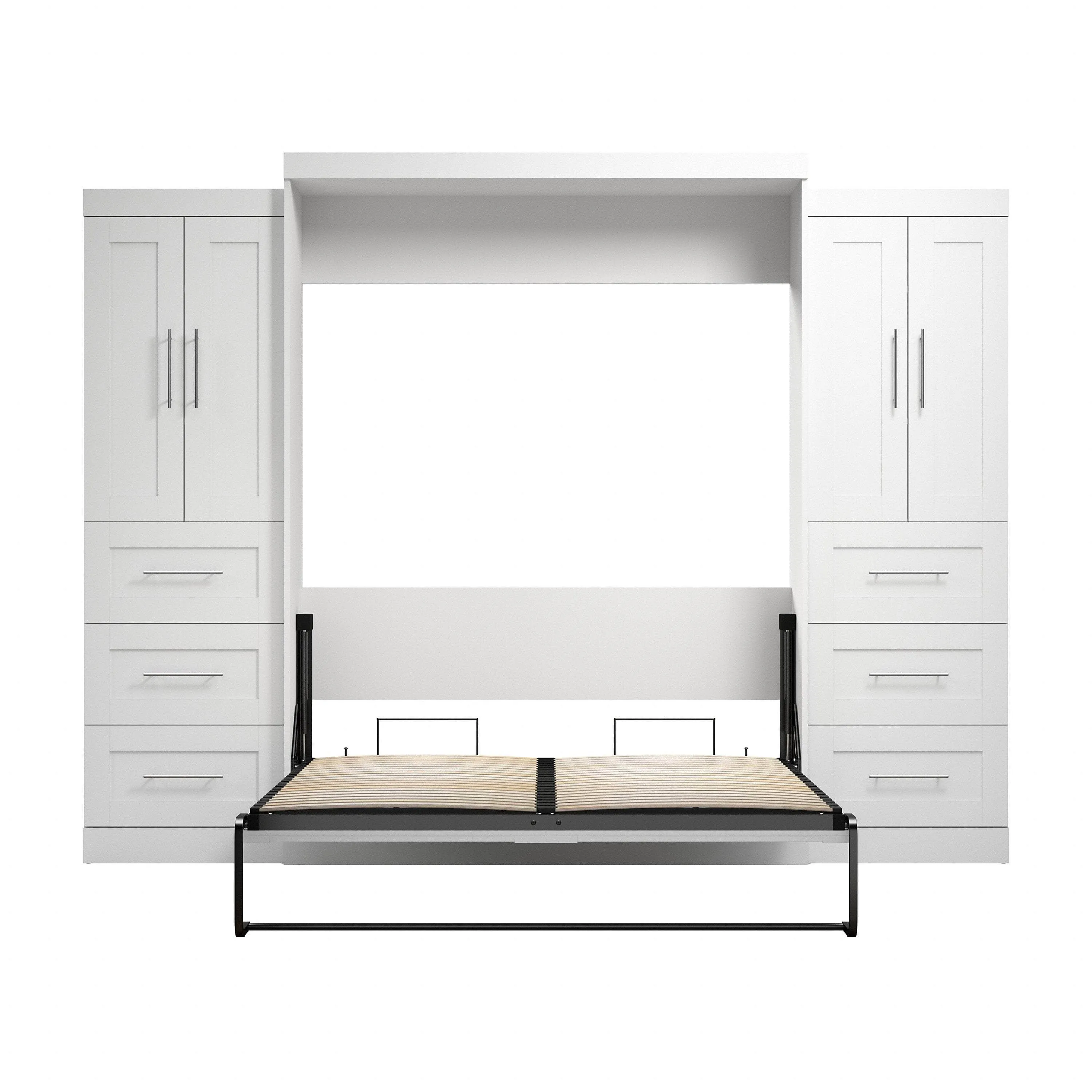 Pur Queen Murphy Wall Bed with Closet Storage Cabinets (115W) - Available in 7 Colours