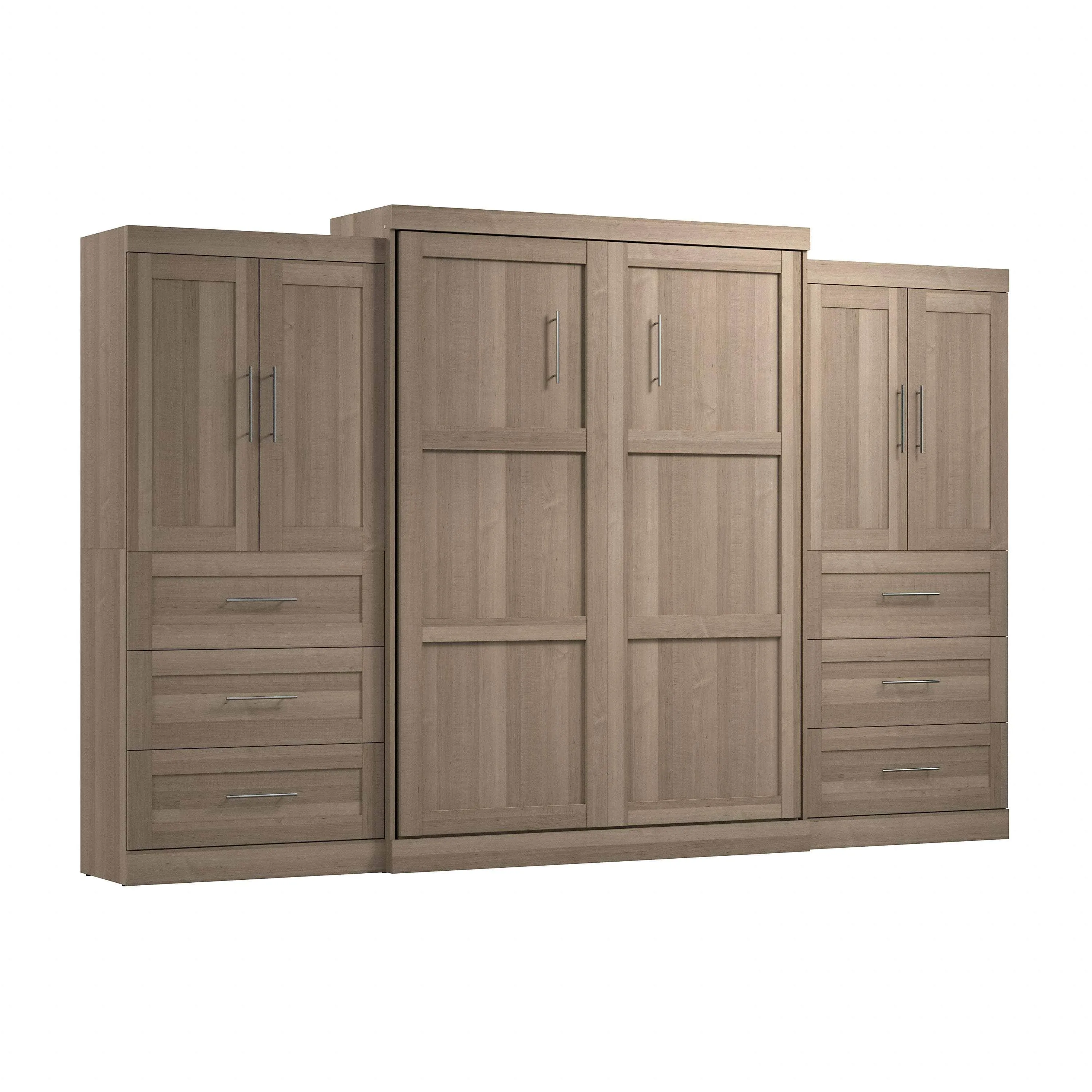 Pur Queen Murphy Wall Bed with Wardrobes (136W) - Available in 5 Colours