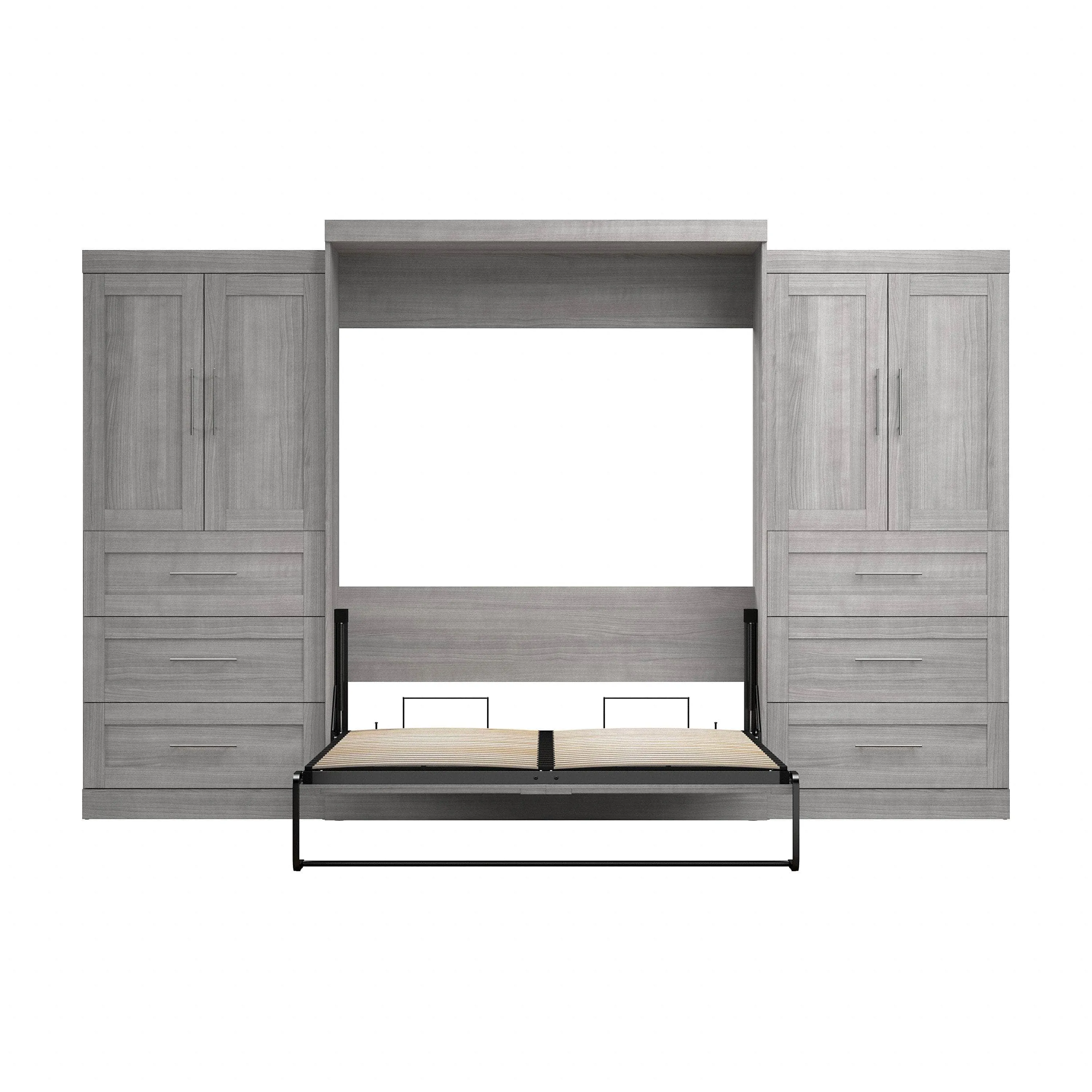 Pur Queen Murphy Wall Bed with Wardrobes (136W) - Available in 5 Colours