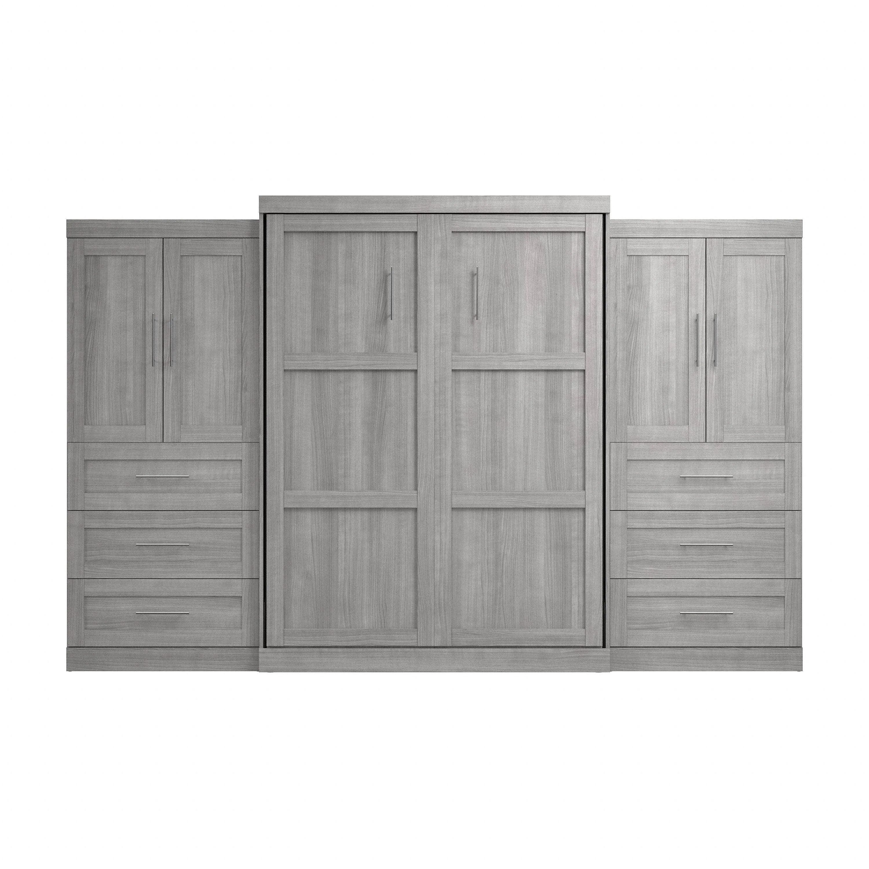 Pur Queen Murphy Wall Bed with Wardrobes (136W) - Available in 5 Colours