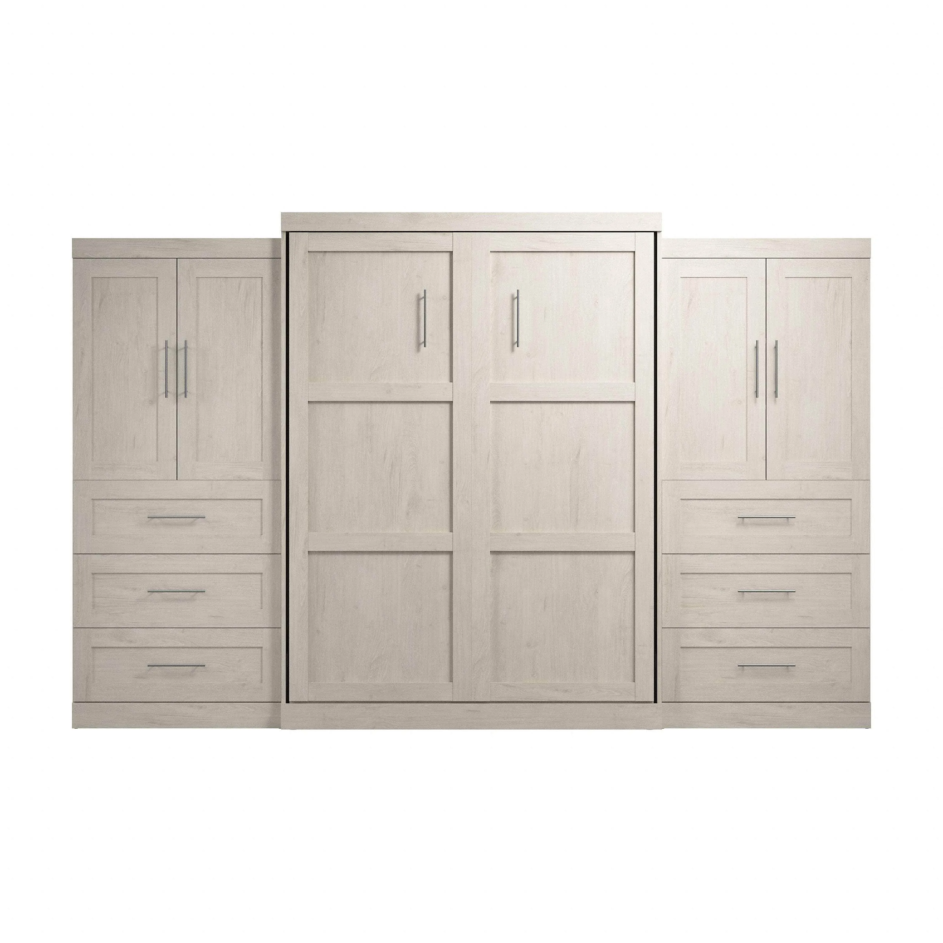 Pur Queen Murphy Wall Bed with Wardrobes (136W) - Available in 5 Colours