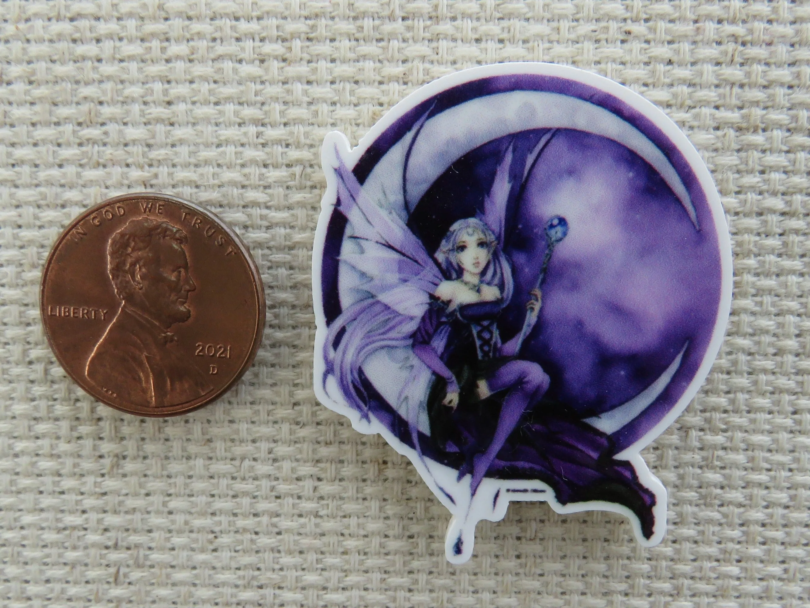 Purple Fairy Lounging on the Moon Needle Minder, Cover Minder, Magnet