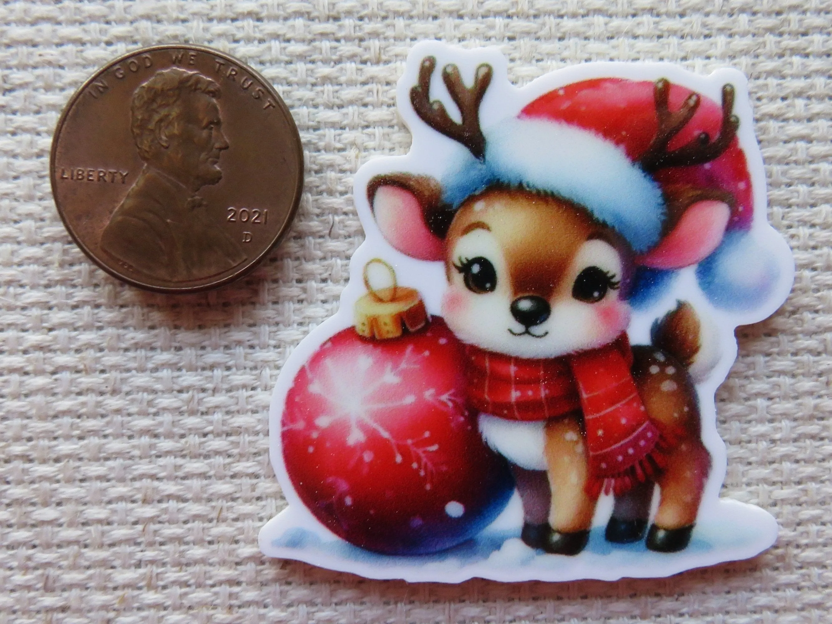 Red Reindeer Needle Minder, Cover Minder, Magnet