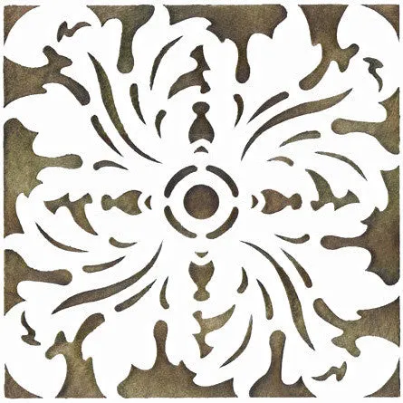 Reverse Acanthus Corner Tile Stencil