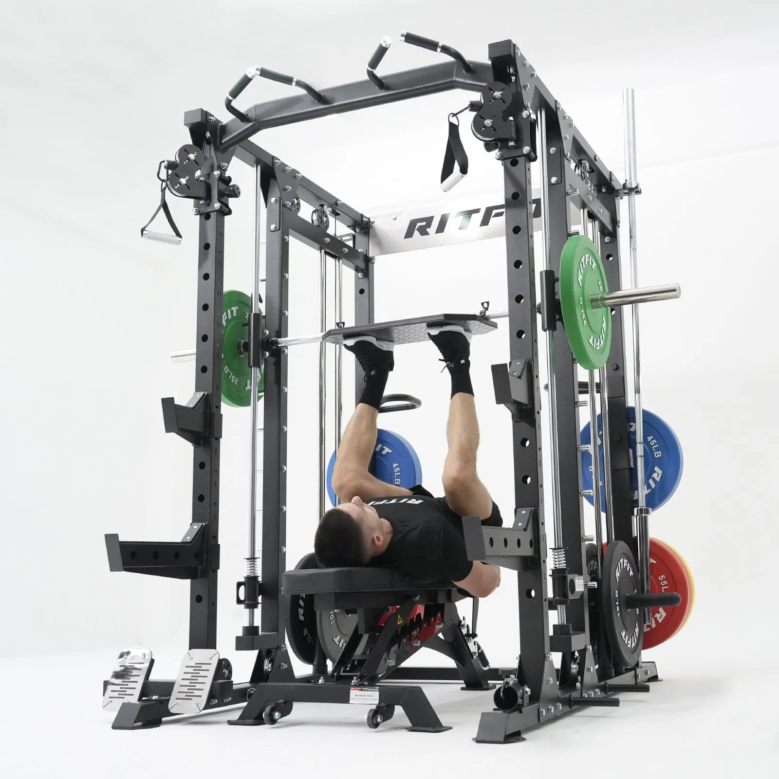 RitFit BUFFALO Multifunctional Smith Machine with Lat Pull Down and Cable Crossover for Versatile Strength Training