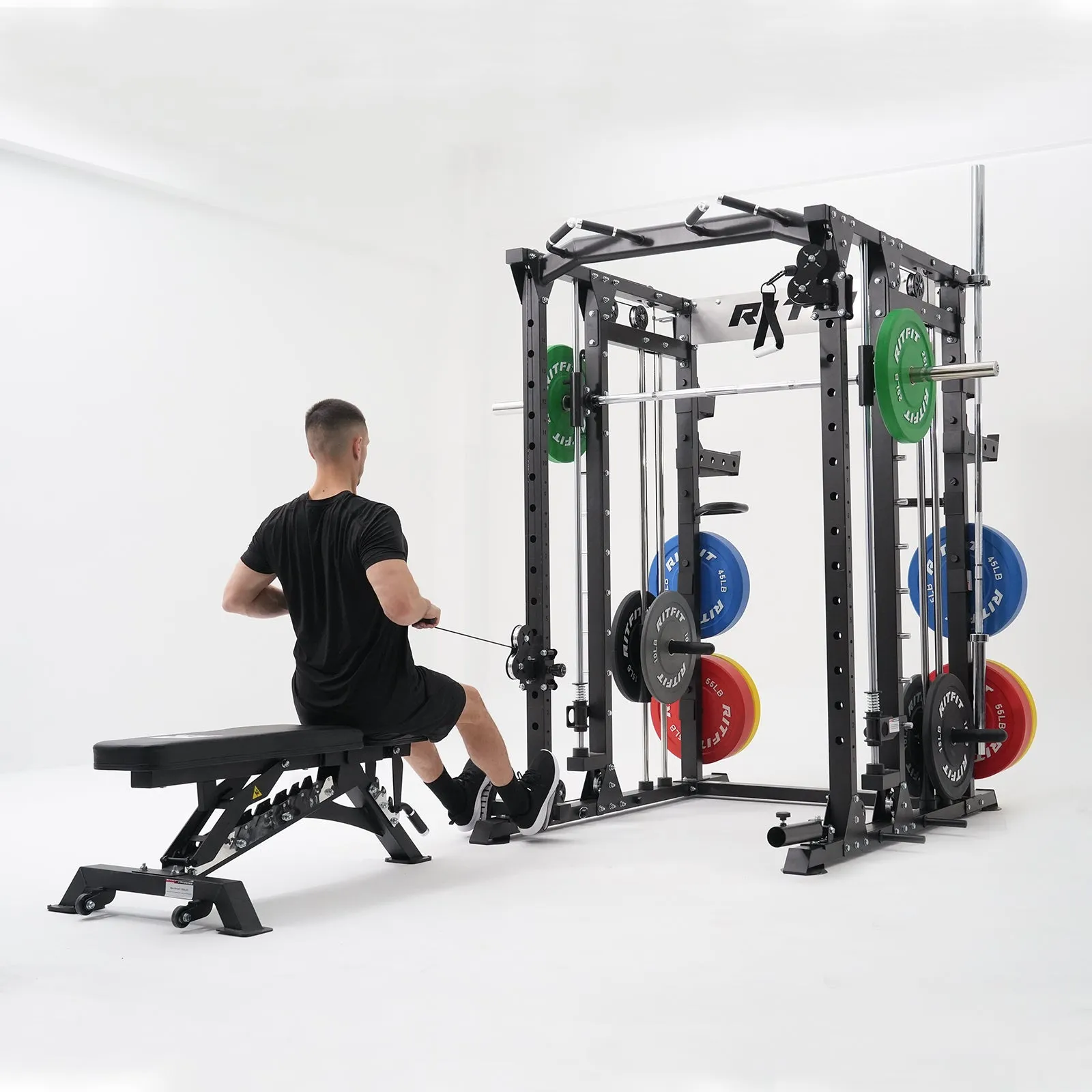 RitFit BUFFALO Multifunctional Smith Machine with Lat Pull Down and Cable Crossover for Versatile Strength Training