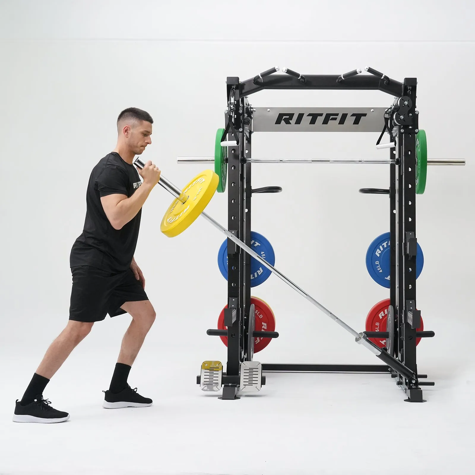 RitFit BUFFALO Multifunctional Smith Machine with Lat Pull Down and Cable Crossover for Versatile Strength Training