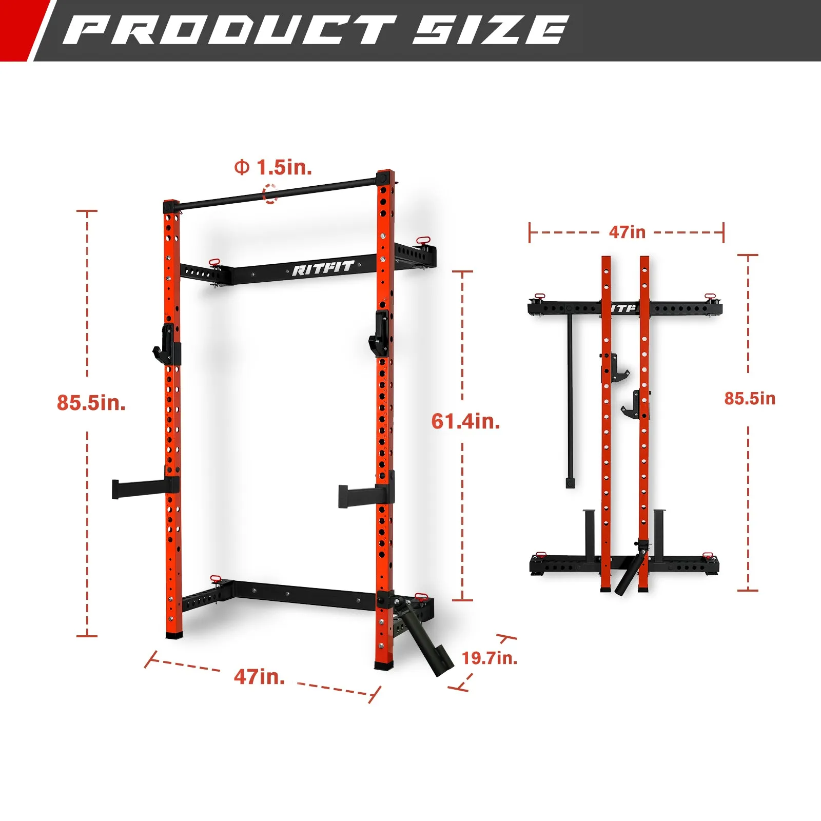 RitFit PWM02 Multi-Functional Folding Squat Rack