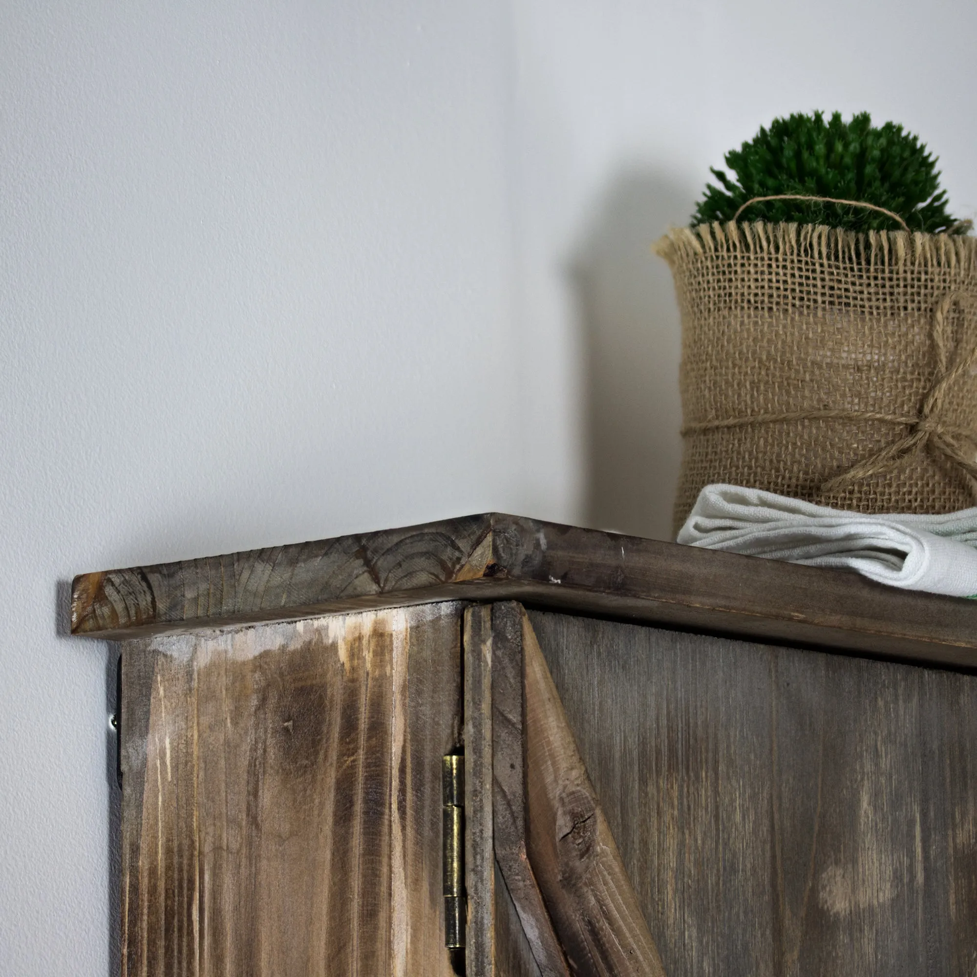 Rustic Hanging Storage Cabinet & Hooks