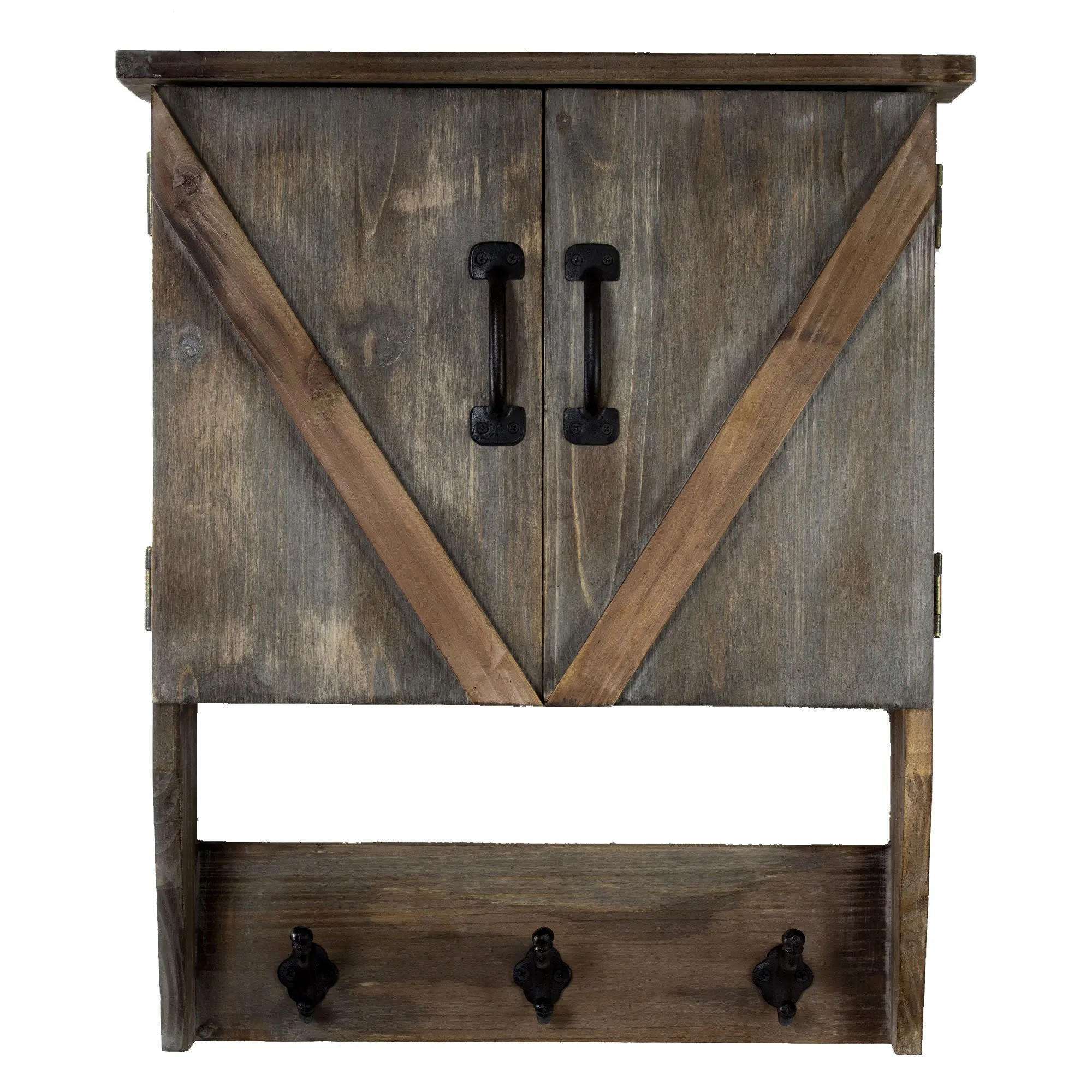 Rustic Hanging Storage Cabinet & Hooks