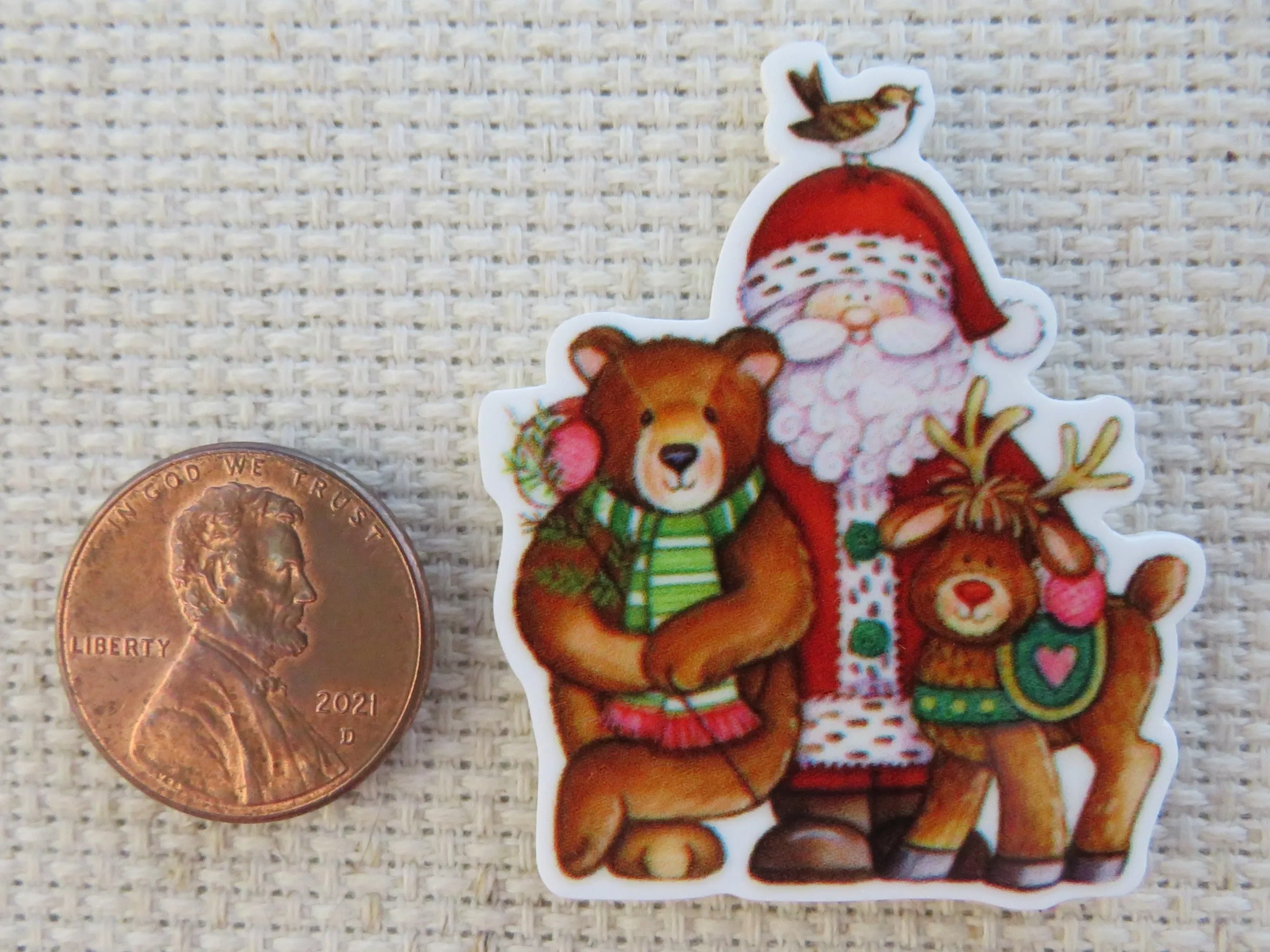 Santa and Animals Needle Minder, Cover Minder, Magnet