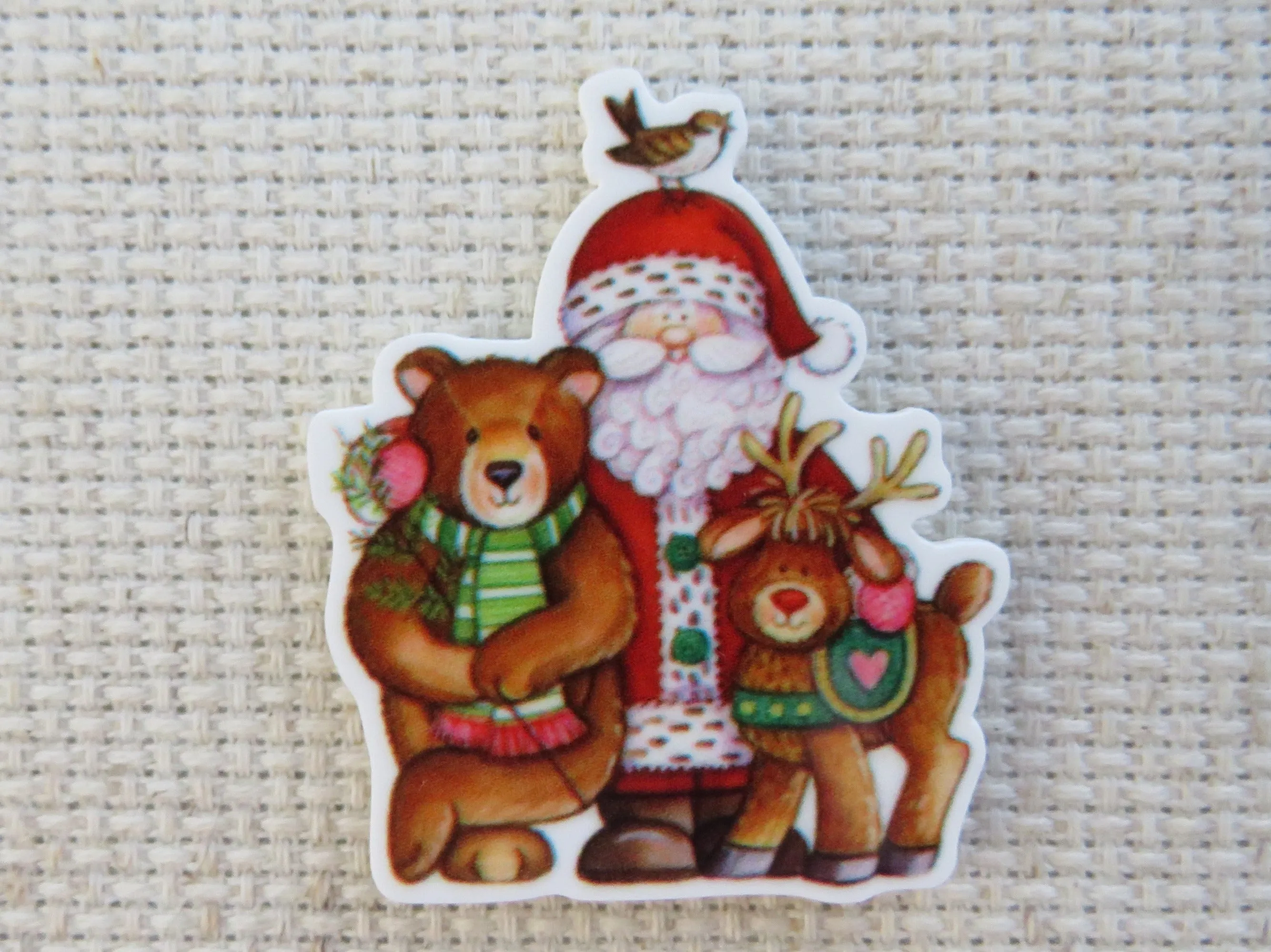 Santa and Animals Needle Minder, Cover Minder, Magnet