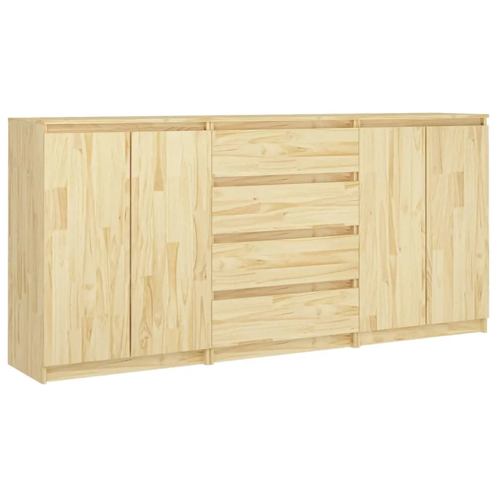 Side Cabinets 3 pcs Solid Pinewood